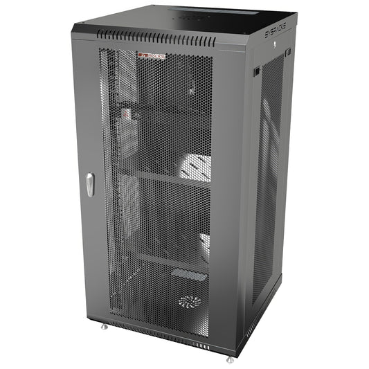 27U Wall Mount Server Rack Cabinet 24” Deep, 19” Network Enclosure for Home Lab with Fan, PDU, 2 Shelves, Casters & Feet, Locking Mesh Door