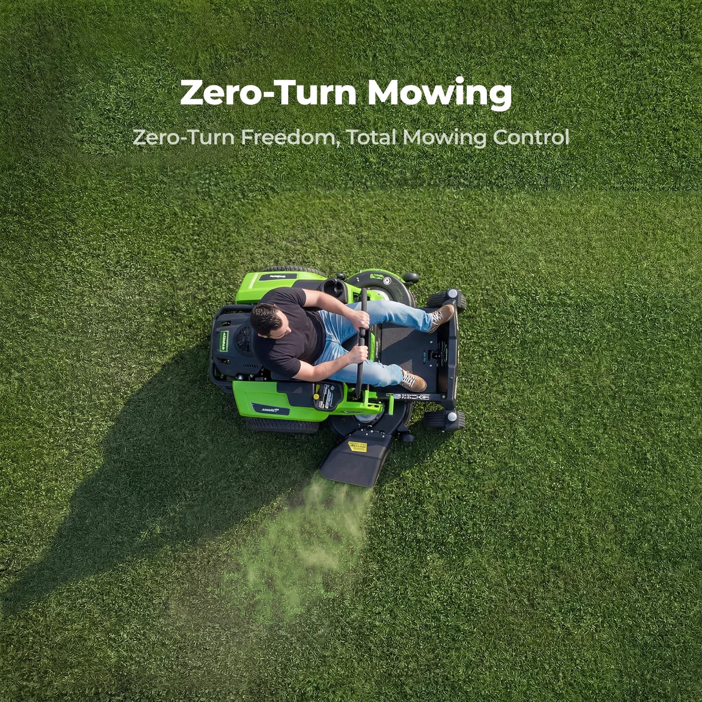 NovorikX 54V 42'' Cordless Electric Riding Lawn Mower, Zero Turn Lawn Mower with 4 * 10AH Batteries and Plug in Charger for Large Yard