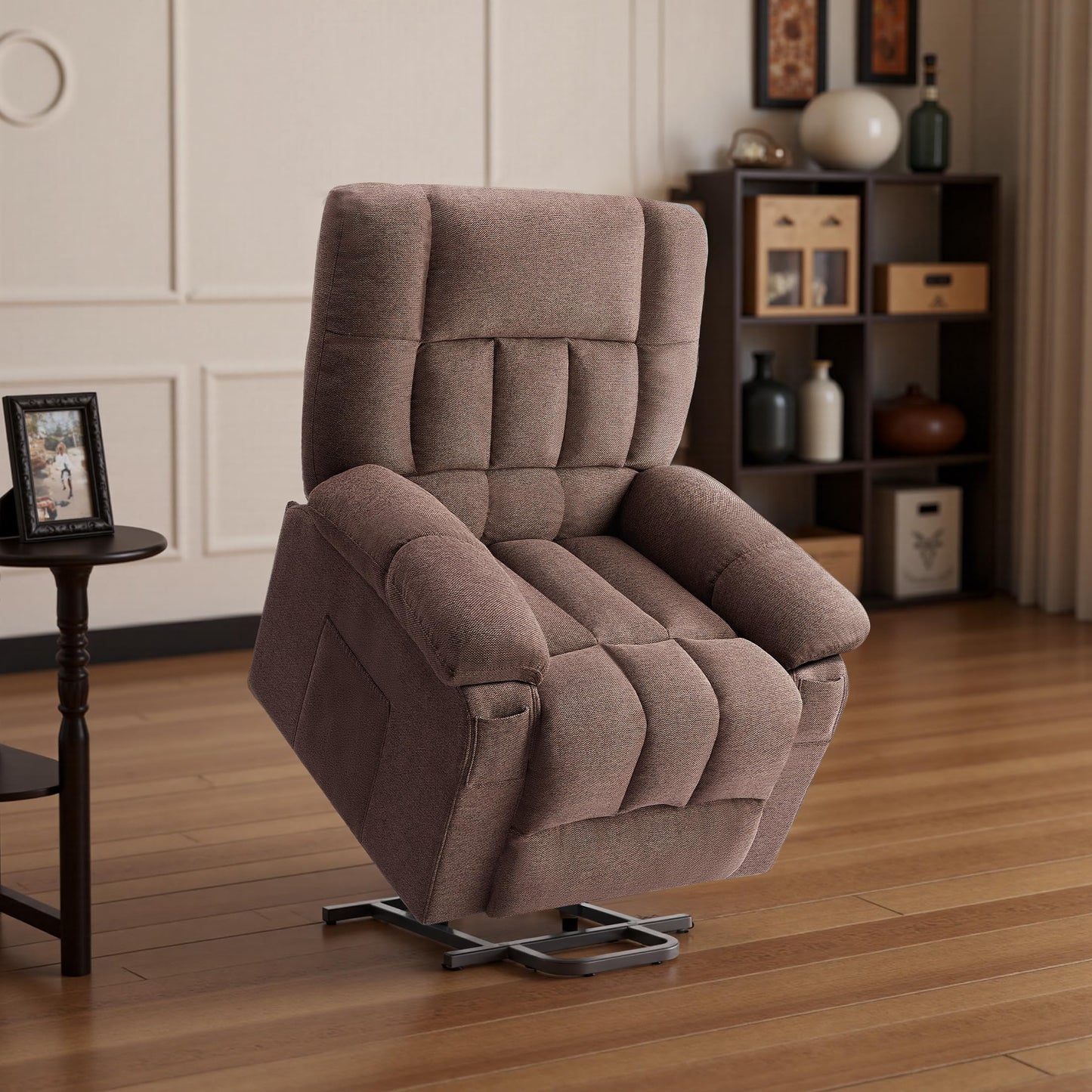 Power Lift Recliner Chair for Adult with Heated and Full Body Massage, Glider Nursery Chair with Cup Holder and USB Charge Port, Oversided Swivel Rocker Recliner for Living/Study/Bedroom Room, Pro