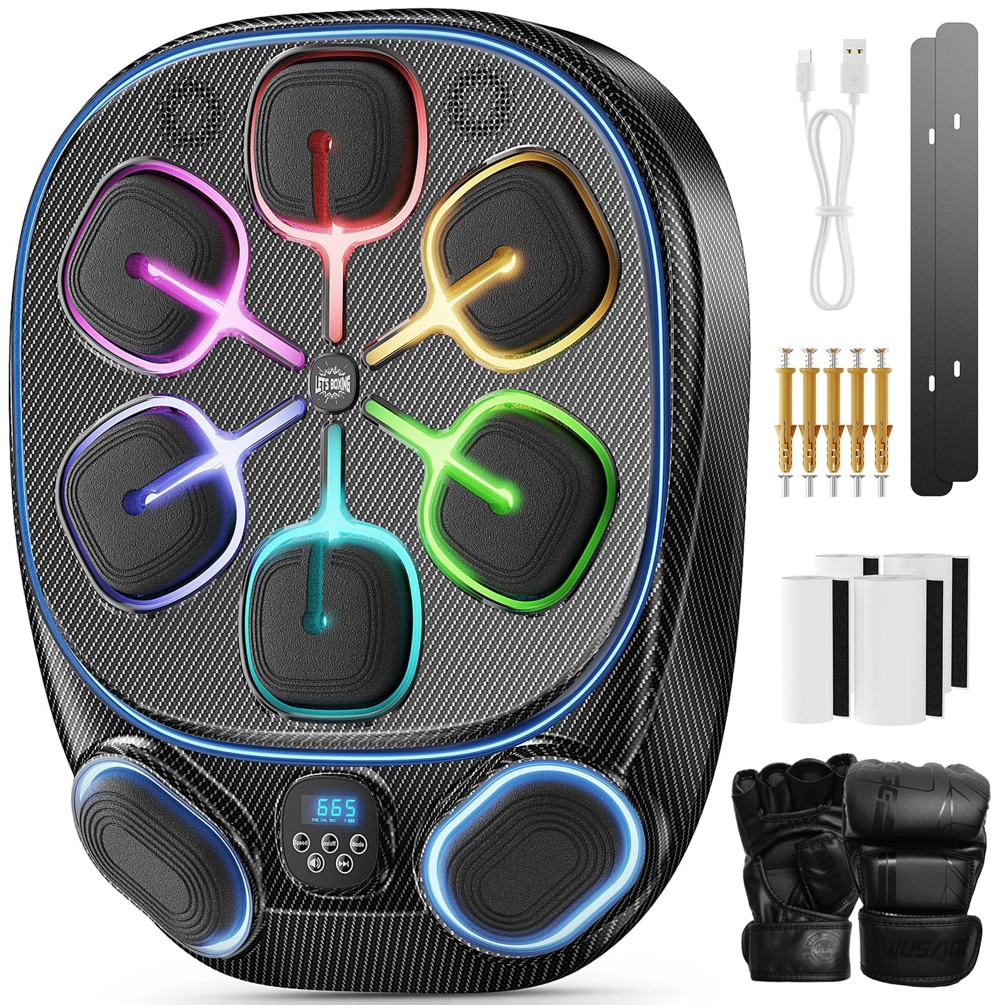 FIAMEARMOR Music Boxing Machine with Gloves, Adjustable Punching Bag Dummy for Adults Home Gym - 2026 Heavy Duty Fitness Equipment