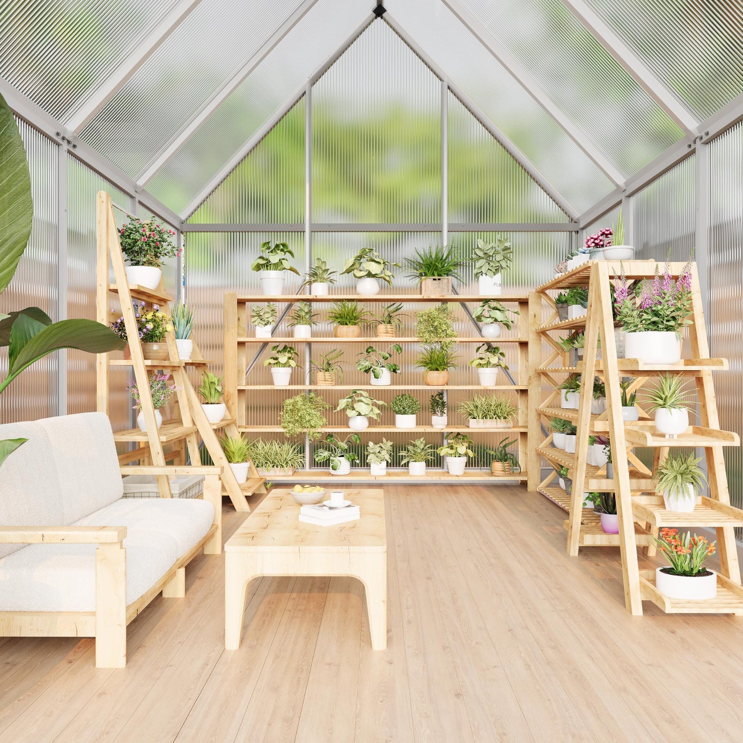 6x7FT Polycarbonate Greenhouse Kit for Outdoors – Sturdy Aluminum Frame, UV Protection, Lockable Door, Walk-in Design, Roof Vent, Easy Assembly for Garden, Patio, or Backyard