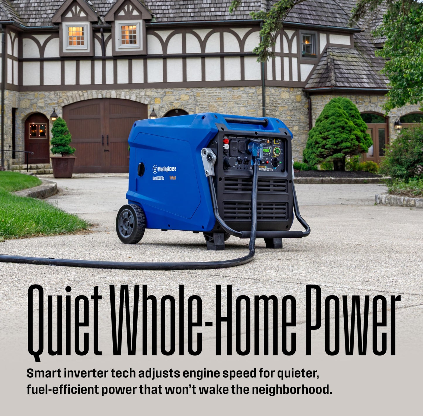 Westinghouse 12000 Peak Watt Tri-Fuel Portable Inverter Generator, Remote Start, Transfer Switch Ready, Gas/Propane/Natural Gas Powered, Low THD, Safe for Electronics, Parallel Capable, CO Sensor