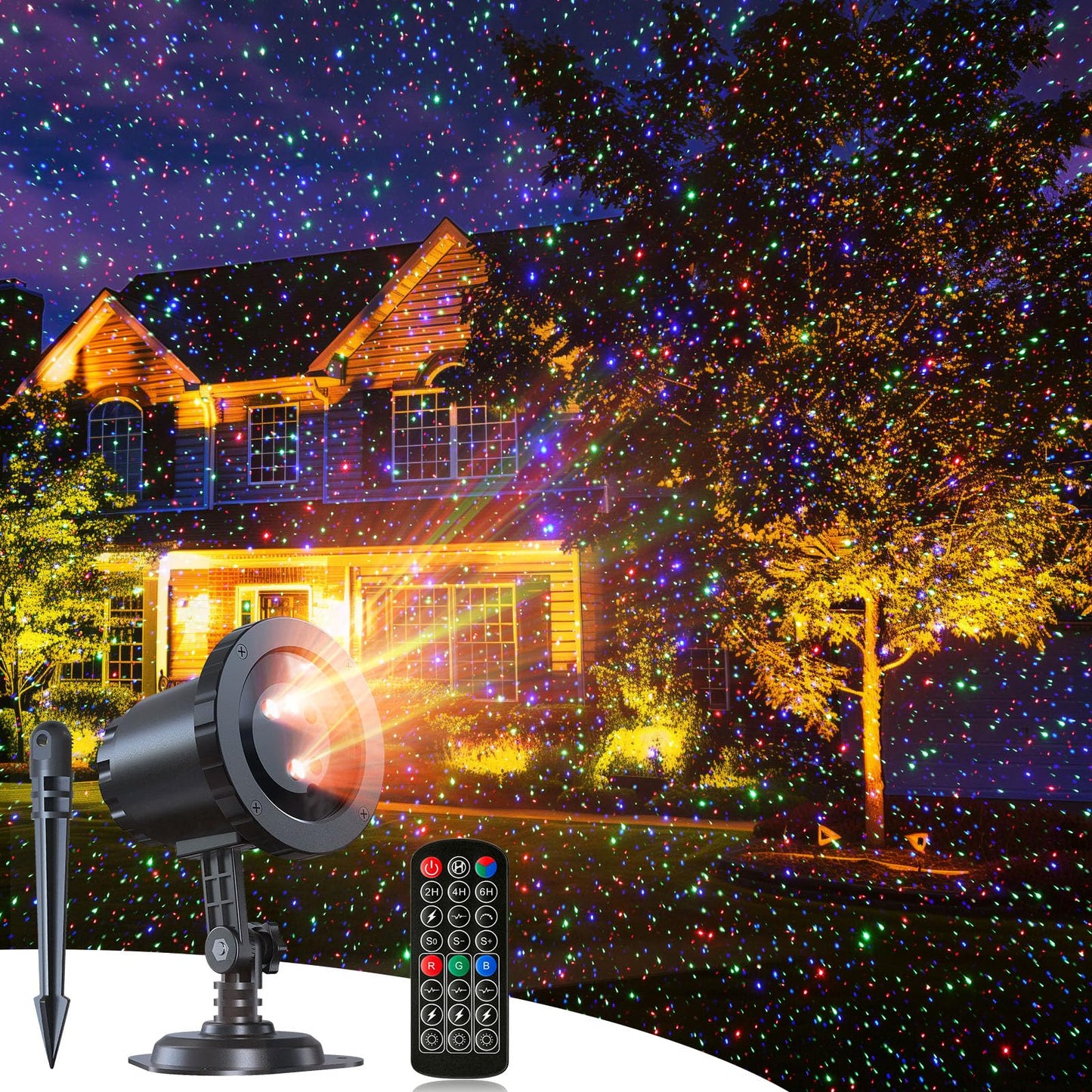 Minetom Outdoor Christmas Laser Lights Projector, RGB Color Changing, Waterproof, Model BL-HW02, 1 Pack
