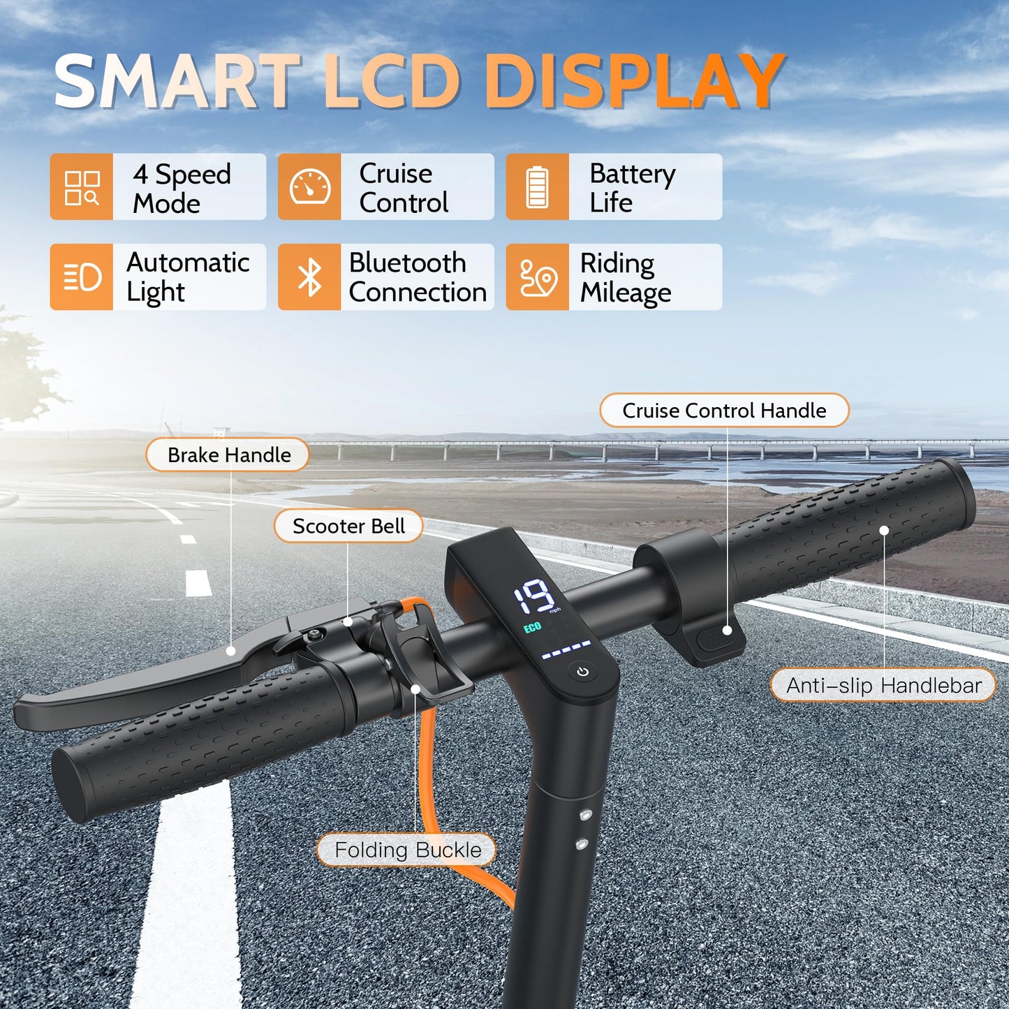 Aovowheel Electric Scooter for Adults, Max 23Miles Long Range, Folding E Scooter with 350 Motor 19 Mph Top Speed, 8.5''Solid Tires Commuting Scooters, Dual Brakes