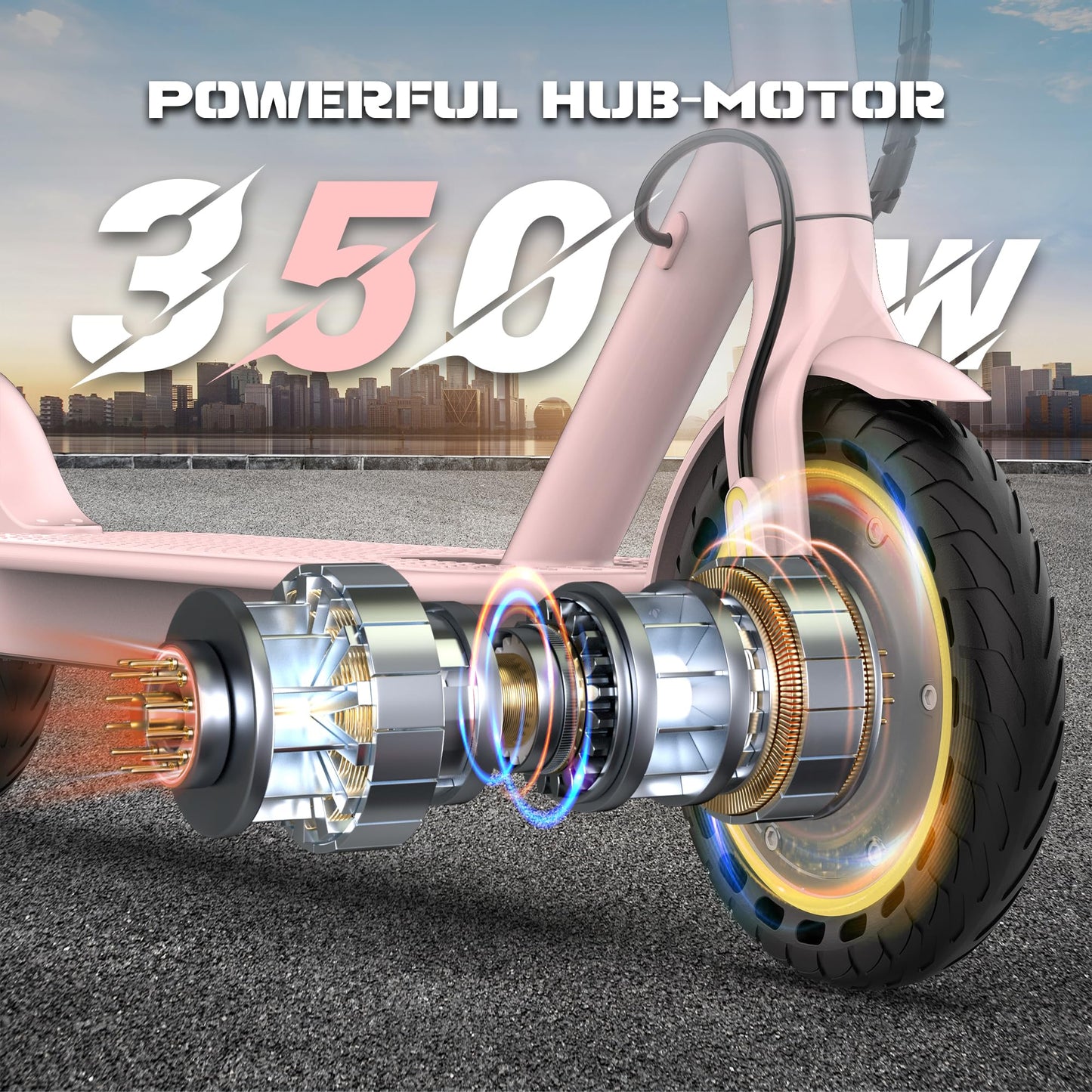 Electric Scooter, 350W Motor & 8.5" Solid Tires, Up to 19 MPH & 15 Miles Rang, Foldable Commuter E Scooter for Adults & Teens