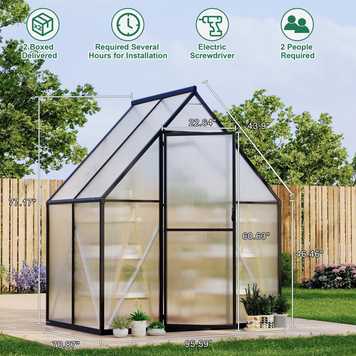 6x4 ft Greenhouse, Aluminum-Framed Greenhouse for Outdoors, Large Walk-in Green House with Quick Setup Structure and Roof Vent for Outside Garden Backyard, Patio, Lawn, Silver