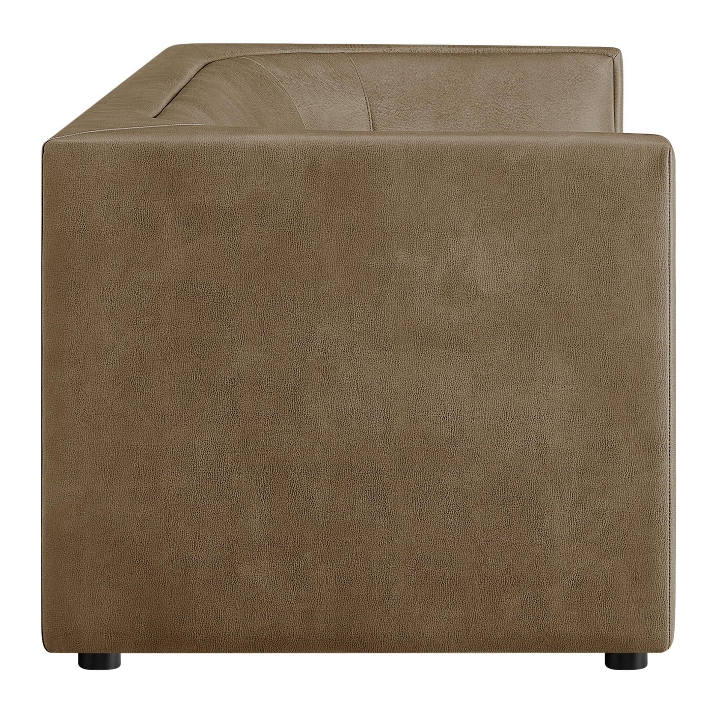 Modway Hilda 86 Inch Modern Curved Back Faux Leather Sofa in Mushroom – Vegan Leather Upholstered 3-Seat Couch for Living Room, Apartment, Office