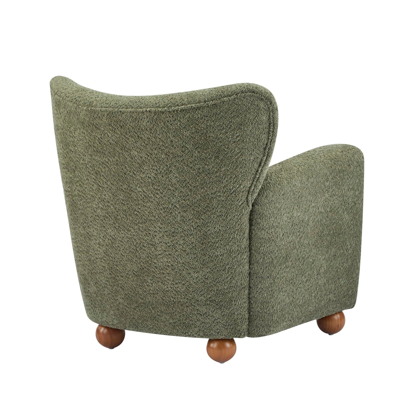 Christopher Knight Home Lindy Wingback Accent Chair, Upholstered Armchair with Rounded Wooden Legs, Curved Backrest Single Sofa, Soft Cushion Seating, Comfy Lounge Chair for Living Room, Olive Green