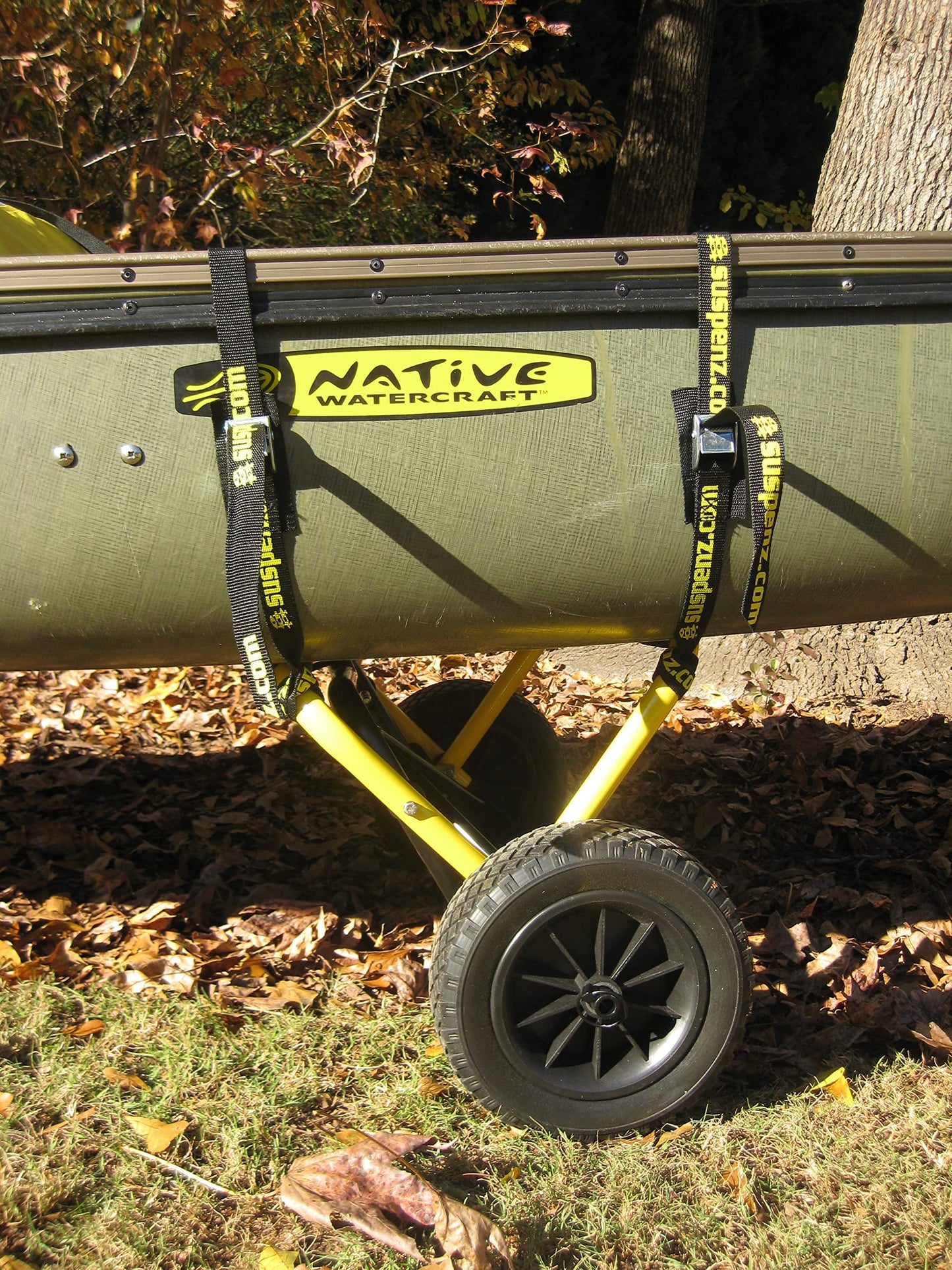 Suspenz Kayak Canoe Trailer Cart, Heavy Duty Kayak Transport Dolly with Airless Wheels, Yellow, 22-6699