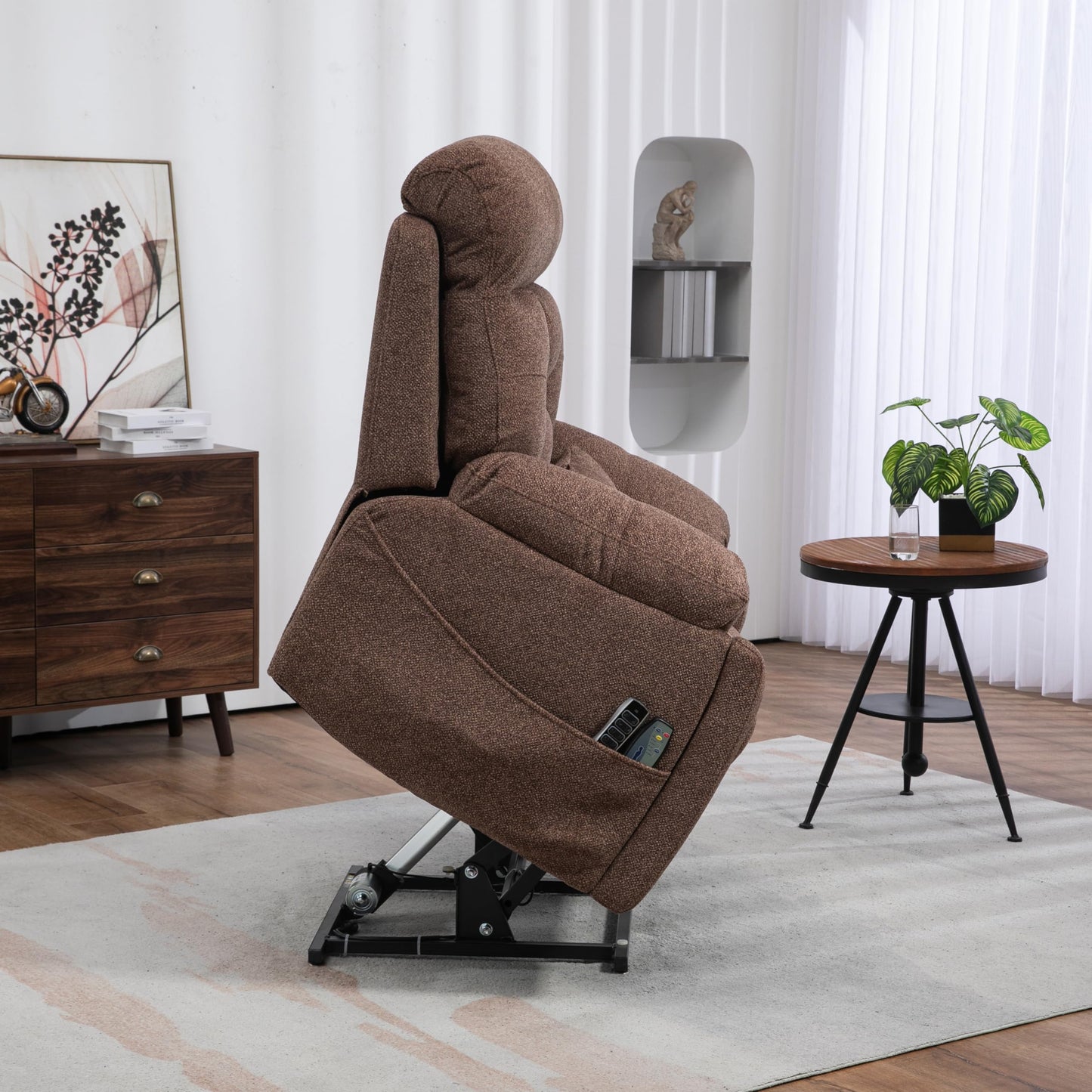 4 Motors Oversized Electric Lift Chair Power Recliner Sofa Chair for Adults with Massgae,Heat and Hidden Cup Holders, 180° Infinite Electric Reclining Armchair Comfy for Living Room, Bedroom,Office