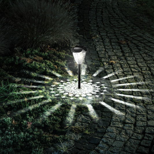 Ensenior 12-Pack Solar Garden Lights, Cool White LED, Auto ON/OFF, Waterproof, Plastic, Model CP3-10CM-65K-12-BL-ZY-M02
