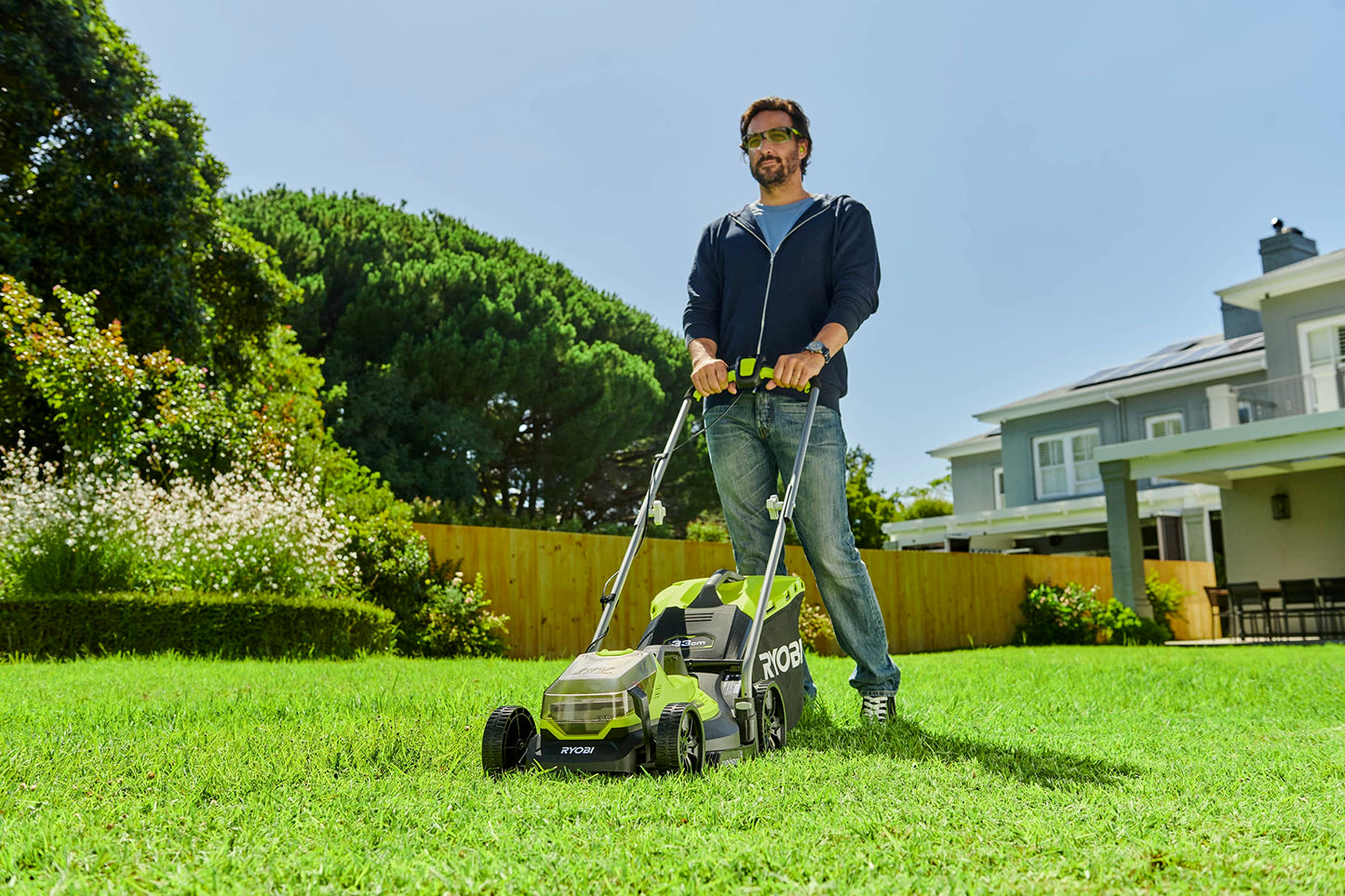 RYOBI 18V ONE+ OLM1833B Cordless Lawnmower - 33cm Cutting Width, Without Battery & Charger, Compact for Small Lawns