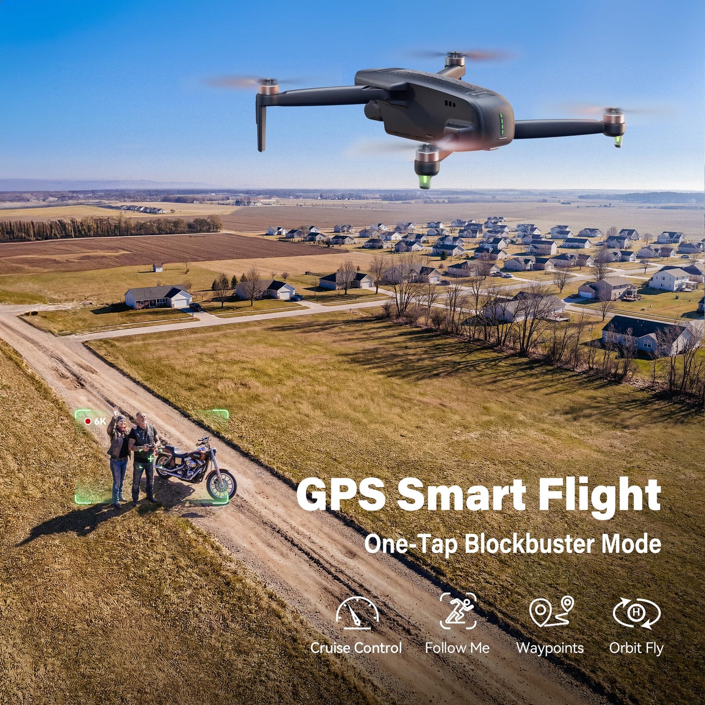 Bwine F7GIM 6K Photo Drone with Camera for Adults, 3-Axis Brushless Gimbal, 4K/30fps Video, GPS Smart Control, Plus 70Mins Flight Time, 10000Ft FPV Digital Transmission and TOF Safety Support