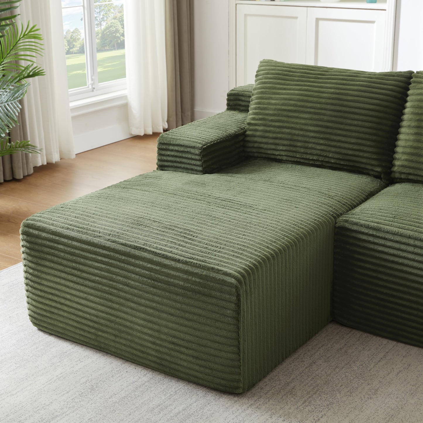 96" L Shaped Cloud Sectional Couch with Chaise, Deep Seat Modular Sectional Sofa Corduroy Memory Foam Sofa Boneless Couches for Living Room Bedroom, No Assembly Required