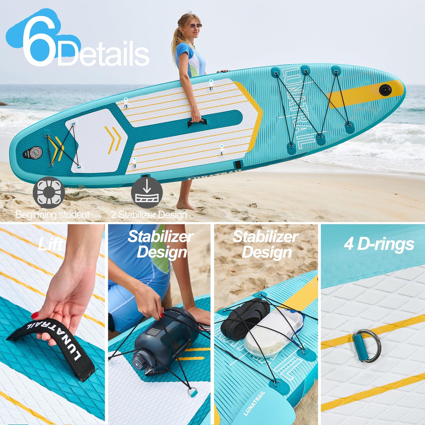 【11'×34"】 Extra Long/Extra Wide Premium Inflatable Stand Up Paddle Board (SUP) – Portable & Lightweight for Yoga, Surfing, Family Fun | Complete Kit with Paddle, Pump, Bag | Durable Design