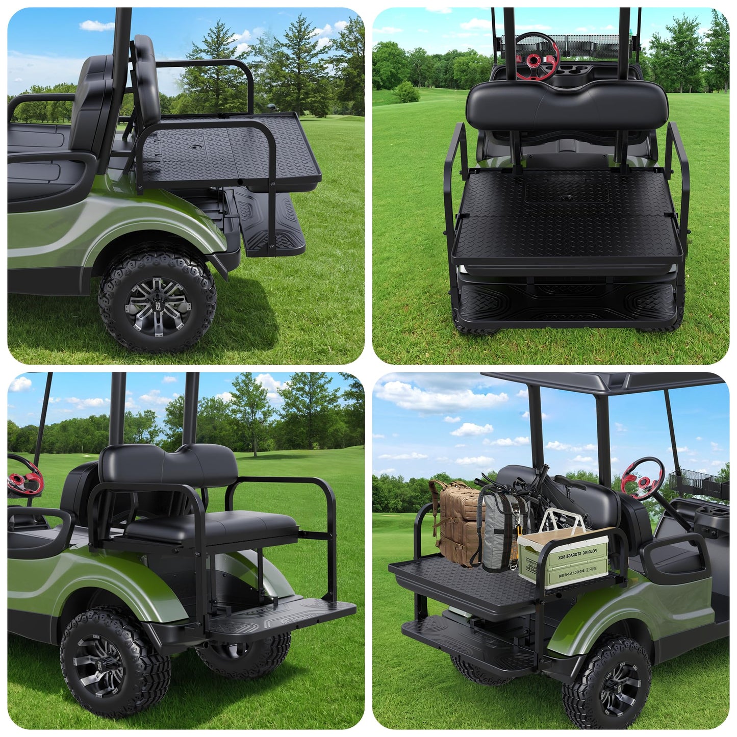 10L0L Golf Cart Rear Flip Seat Kit for Yamaha Drive G29 2007-2016 Folding Back Seat (Black)