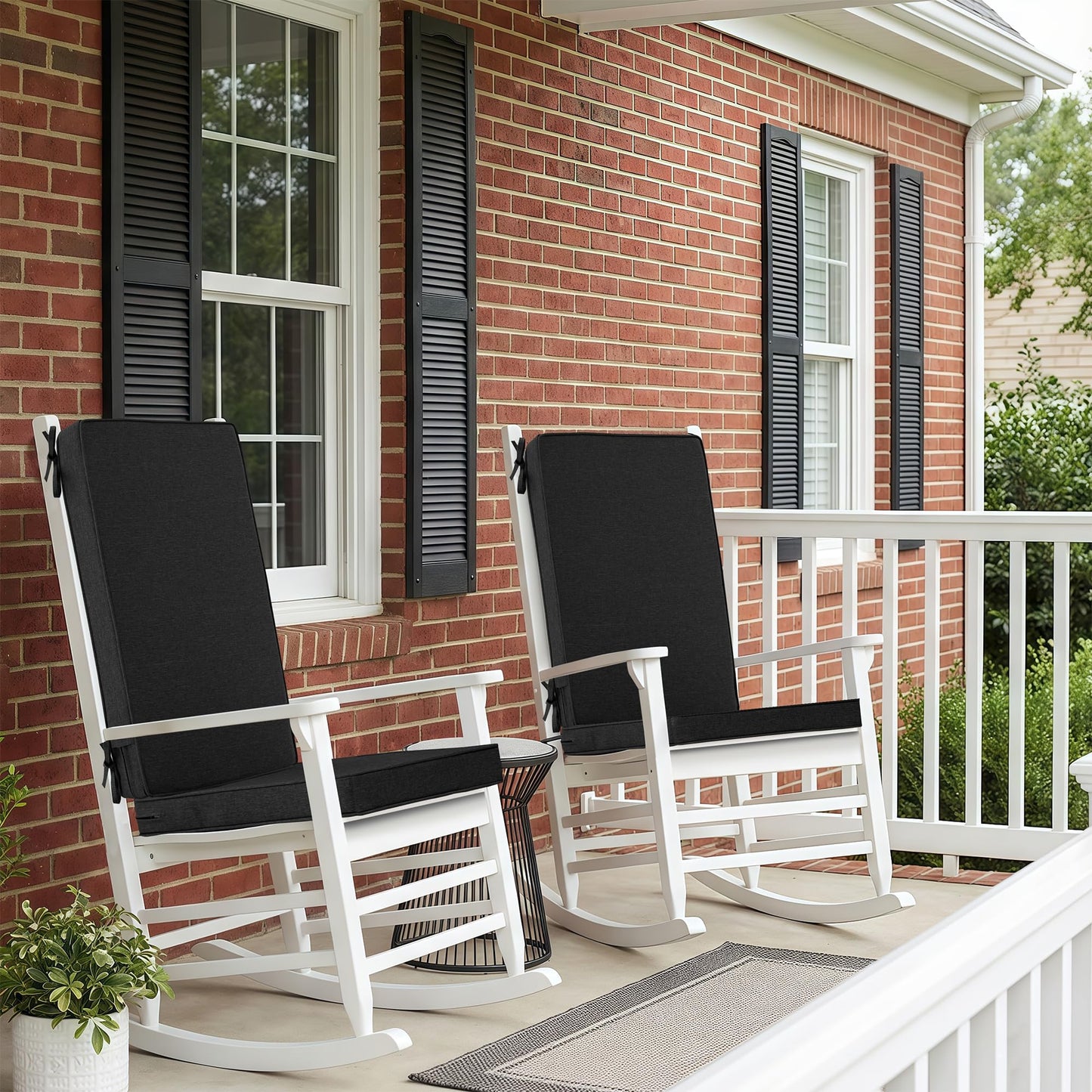 Fitfree Outdoor Chair Cushions 20x20, Water-Resistant & Fade-Resistant, Patio Furniture Lawn Dining Chair Seat Replacement with High Back, Ties Zipper, Removable Cover, Set of 6, Black
