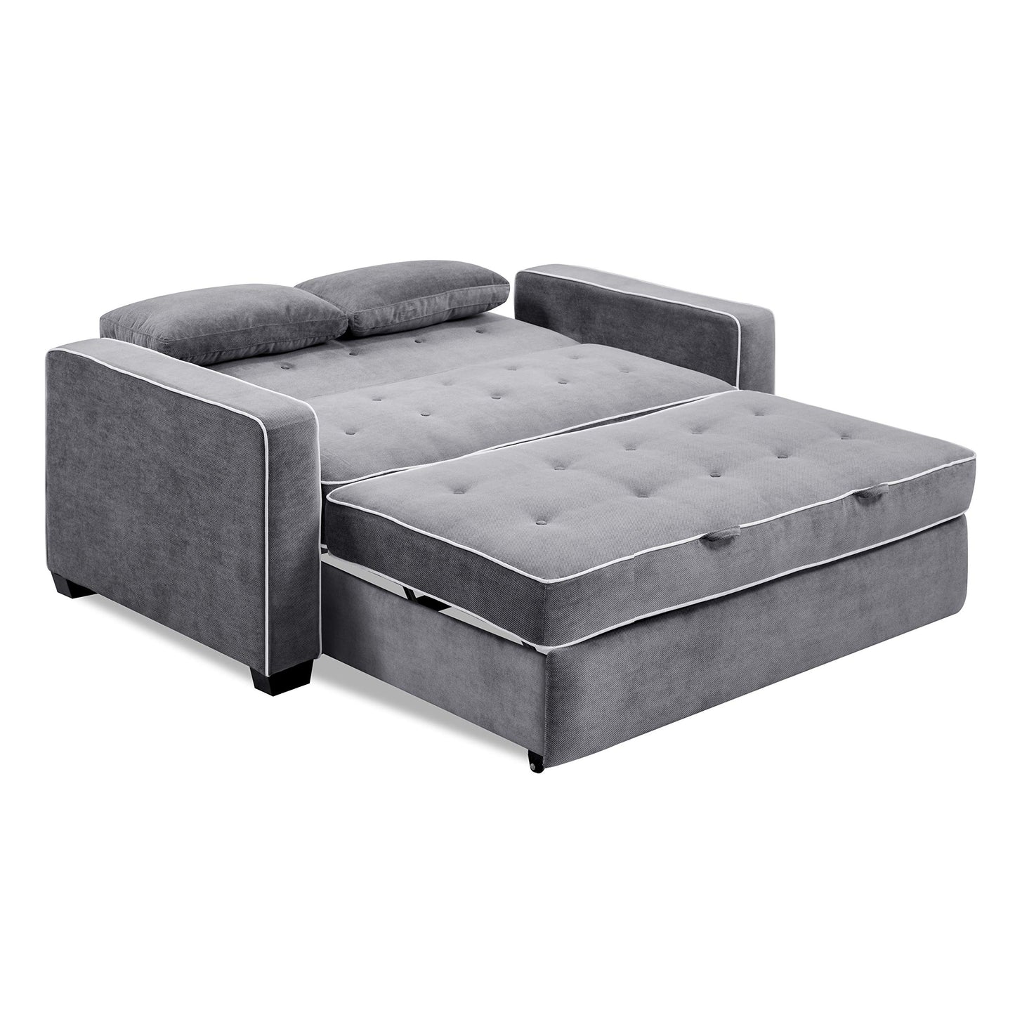 Serta Ainsley 66.5" Convertible Sleeper Loveseat, Full Size, Dreamcoil Comfort, Soft Woven Fabric, Charcoal