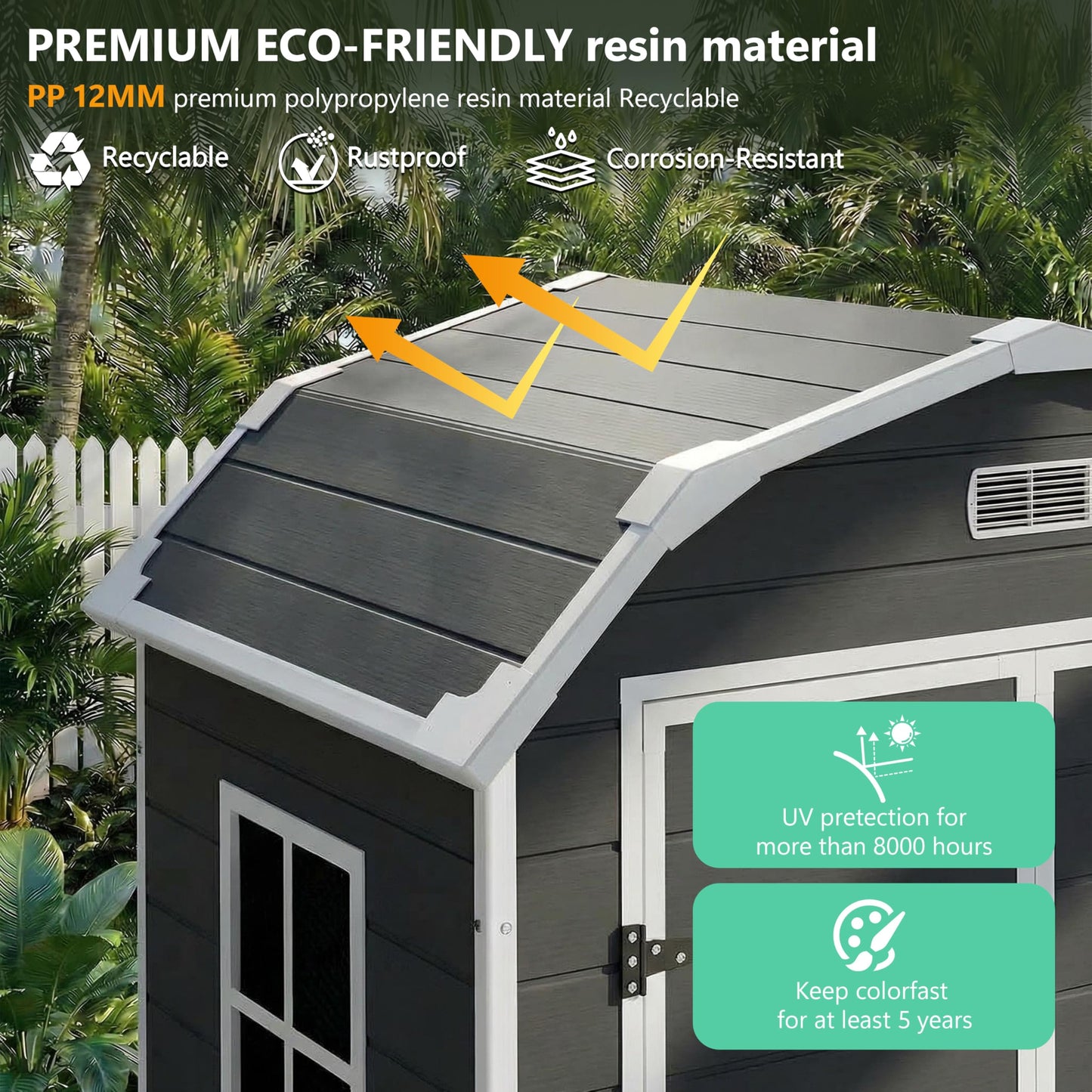 Heavy Duty 6x4.5 ft Resin Outdoor Storage Shed with Floor – Lockable & Weatherproof Garden Shed for Patio Furniture, Tools, Bikes, Lawn Mower – Secure Outdoor Storage Box with Window, Black