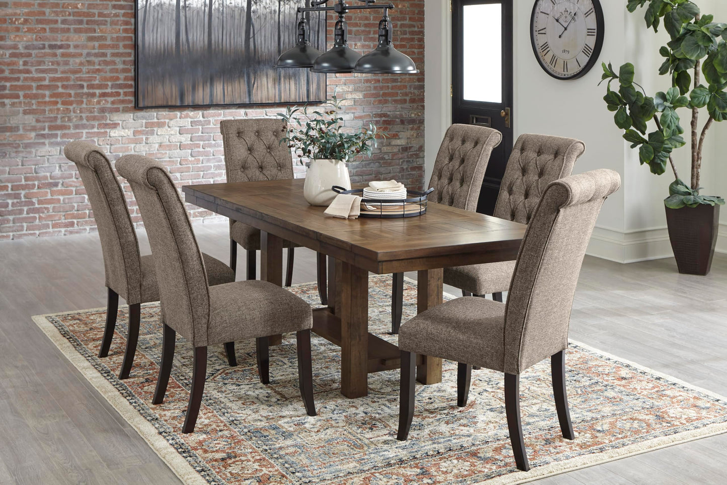 Signature Design by Ashley Moriville Rectangular Dining Extension Table, 2 Extension Leaves, Seats 8, 36" W x 86" D x 30.13" H, Wood & Acacia Veneer, Brown