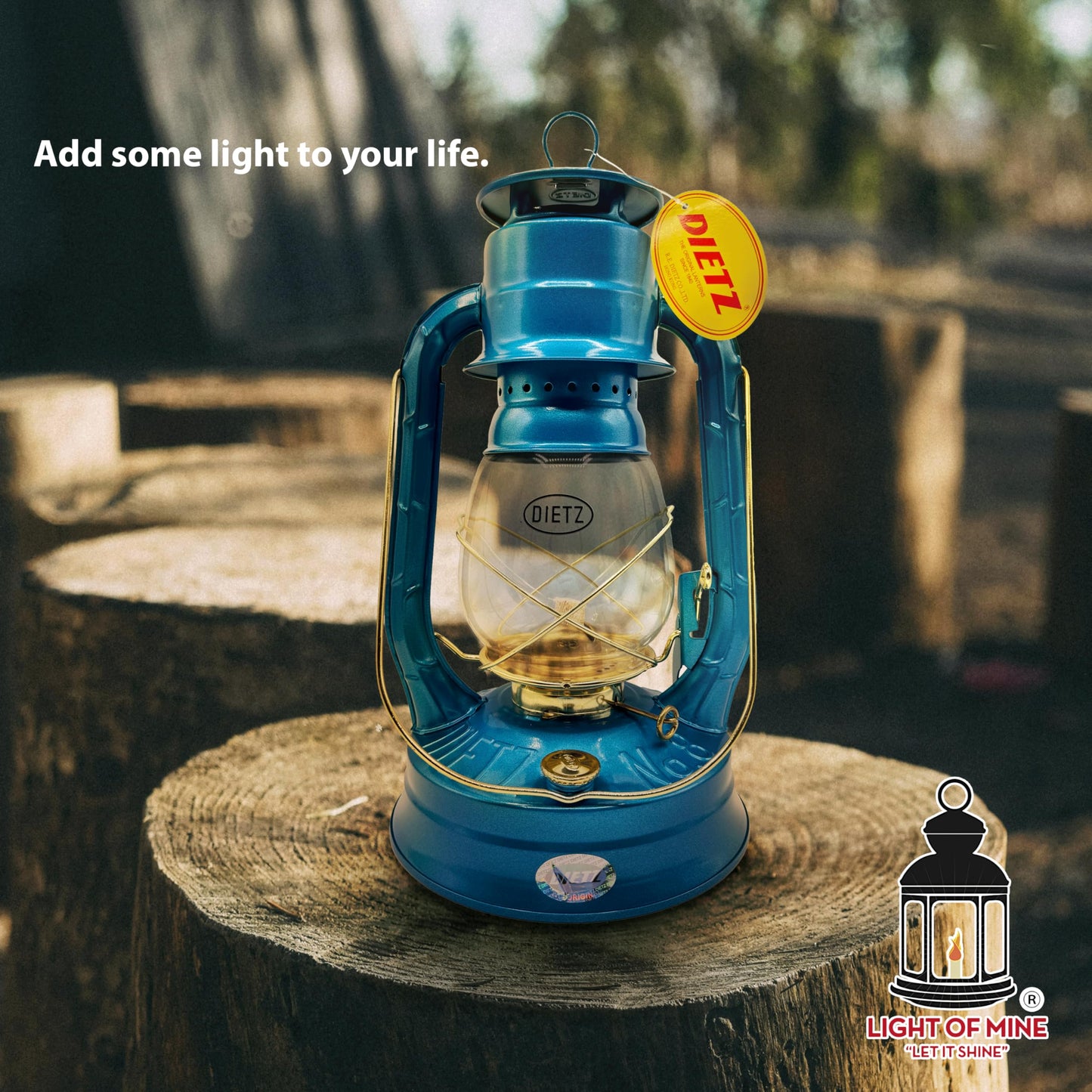 LIGHT OF MINE Oil Lantern - Dietz #08 Air Pilot, Metal, Blue with Gold Trim, Includes 7/8in Replacement Wick Strips