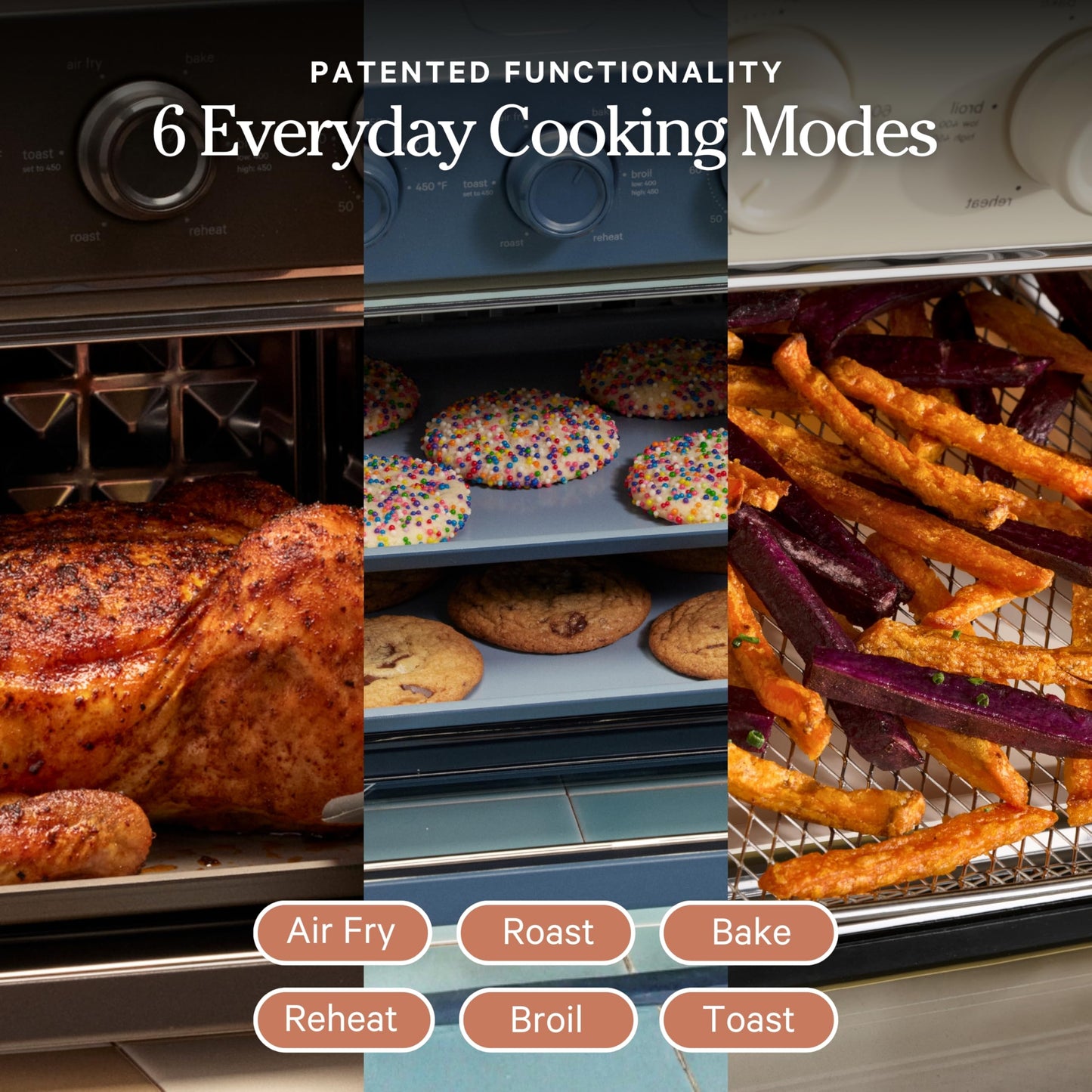 Our Place Wonder Oven | 6-in-1 Stainless Steel Air Fryer Toaster Oven Combo with Basket, Rack, Pan & Tray | Compact 13 QT Countertop Capacity - Toast, Roast, Bake, Reheat, Broil & Steam | Steam