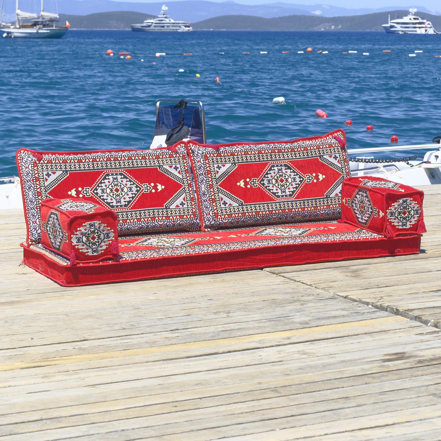 mysticalanatolia Majlis Floor Sofa Loveseat – 75x27x4 in Convertible Guest Mattress Traditional Arabic Seating Bohemian Style Living Room Furniture Futon Sets