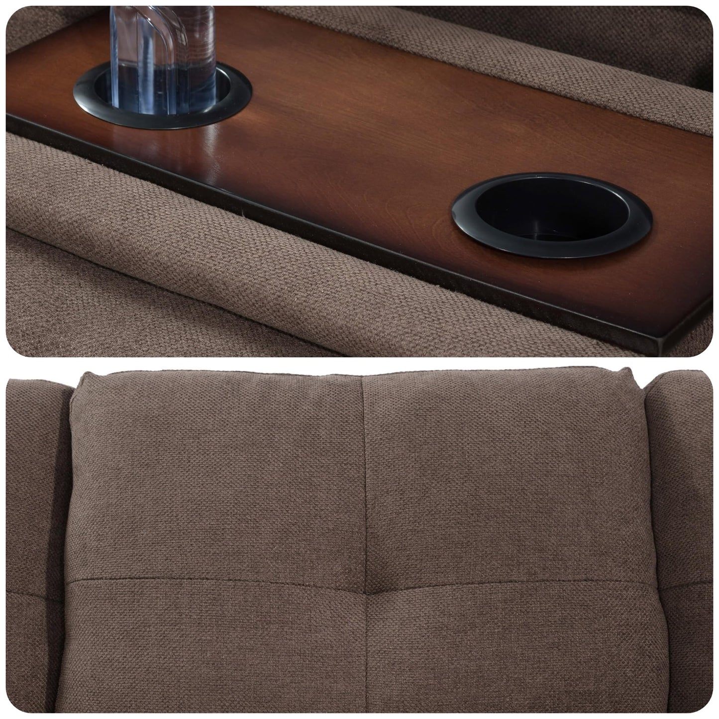 Trygoal L-Shaped Sectional Sofa with Cup Holder, 97 Inch Living Room Set with Chaise, Sectional Couches with Nailhead Trim, for Living Room, Apartment, Study, Brown