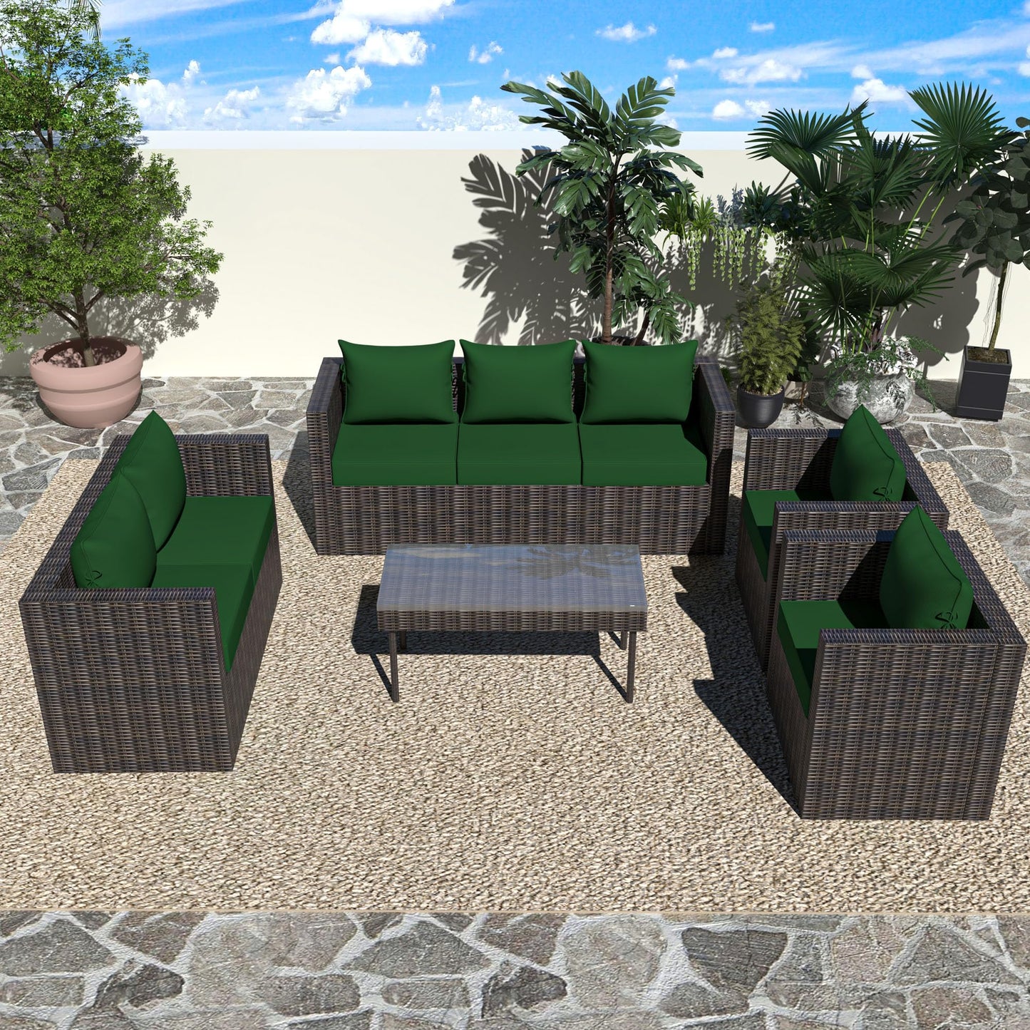 PZDJUMO Outdoor Chair Cushion, 19 x 19 Inch Waterproof Deep Seat Patio Cushions Set of 4, Loveseat Cushions for Outdoor Furniture, 4'' Thick Patio Furniture Cushion with Handle Straps, Dark Green