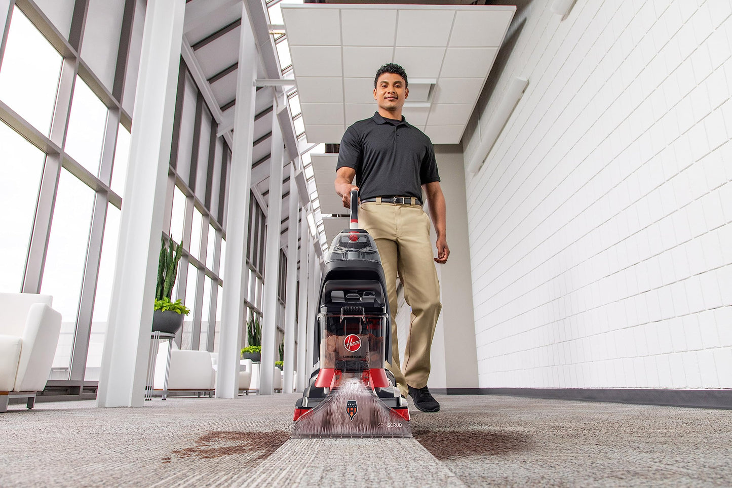 Hoover Commercial PowerScrub XL Spot Extractor, Carpet Cleaner Machine, Upright Shampooer, Commercial Grade Stain Remover, Powerful Deep Cleaner with Heated Drying, CH68000V, Black