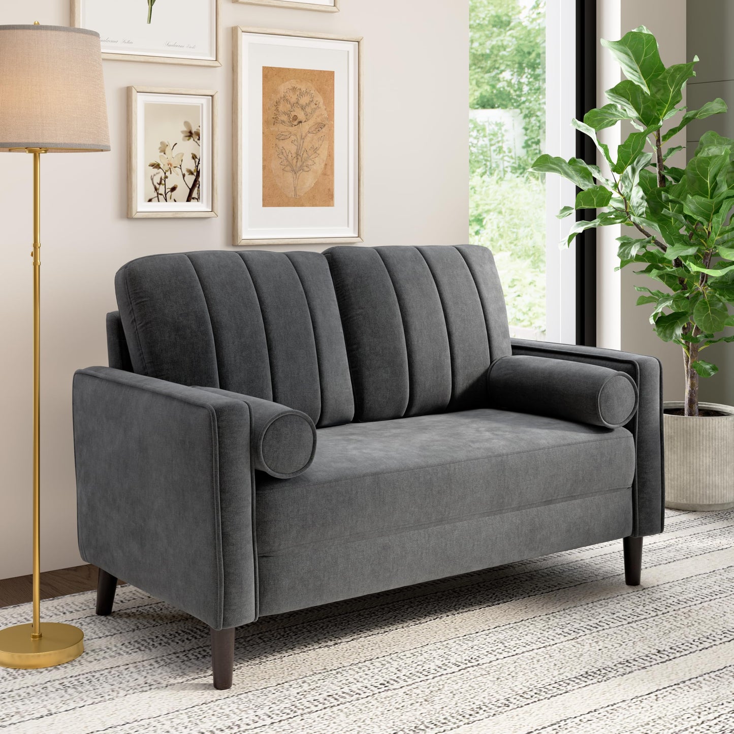 Bush Home 54-inch Loveseat, Living Room Furniture, Max Collection, Iron Gray Chenille Fabric