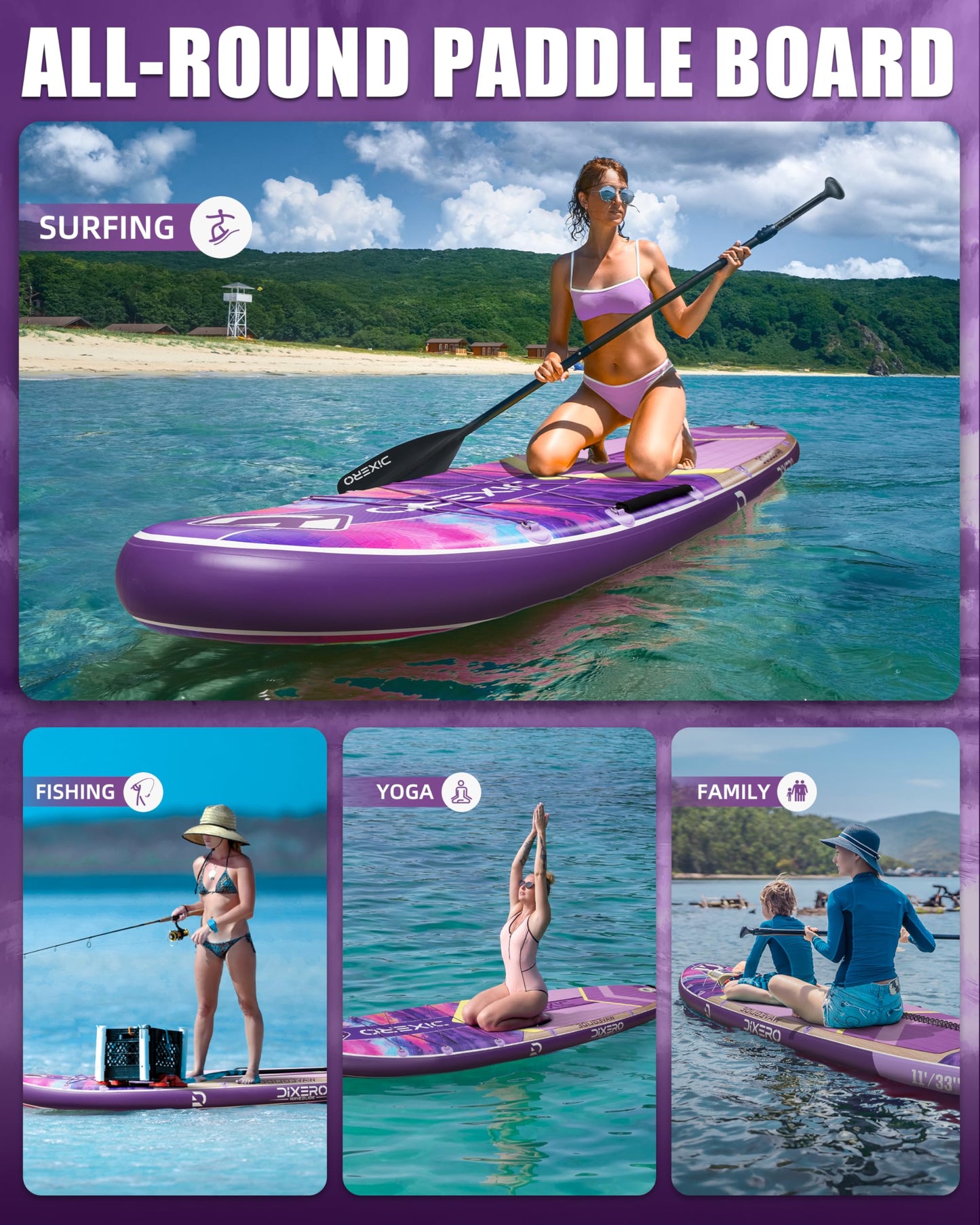 Dixero Inflatable Stand Up Paddle Board with SUP Accessories, Anti-Slip EVA Deck, 11'*33" Inflatable Paddle Boards for Adults & Youth of All Skill Levels