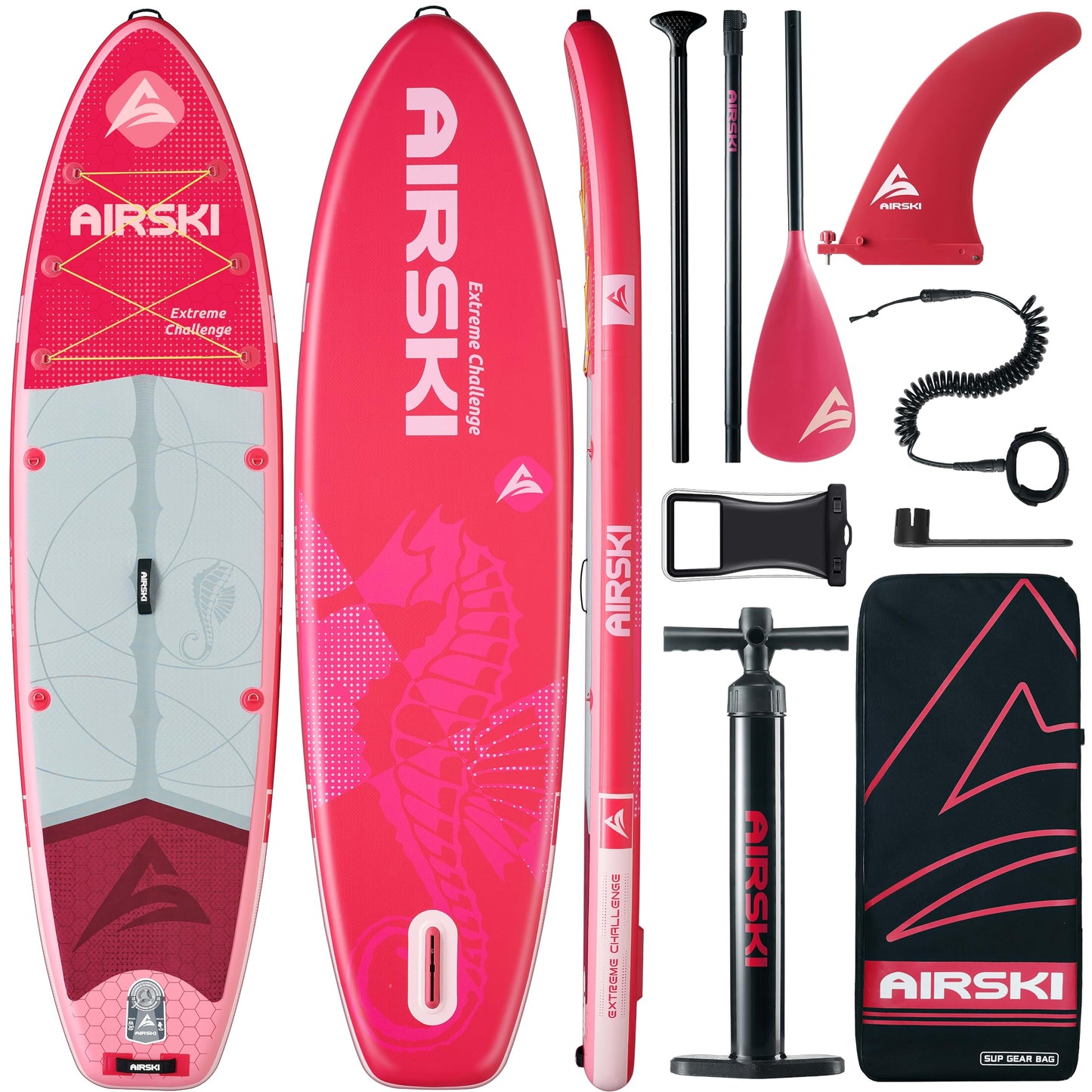 Airski 11'x34'' Extra Wide Inflatable Paddle Board, Stand-up Paddleboard for Adults, 420lb Capacity, Anti-Slip EVA, Stand-up Paddle Board for Yoga/Fishing/Family, US Fin, High-Pressure Pump, 100L Bag