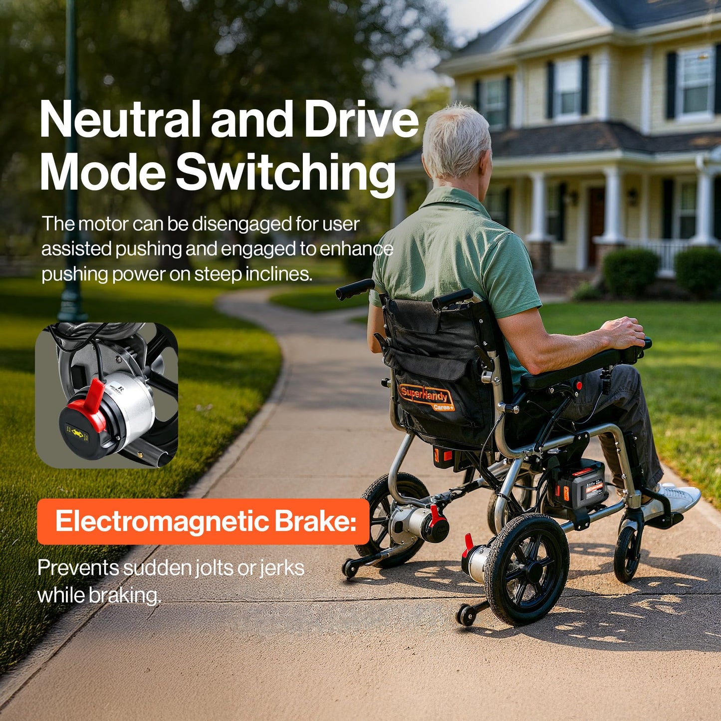 SuperHandy GoRide Series Electric Wheelchairs – Lightweight, Foldable Power Chairs with Dual Brushless Motors, Zero-Turn Maneuverability & Electromagnetic Brake (GoRide 2 Plus - 300 Lb Max)