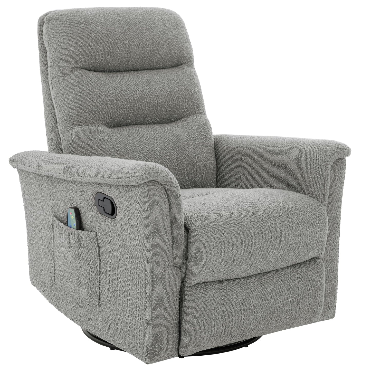 Merax Manual Recliner Chair Rocking & 270° Swivel Recliner with 8-Point Massage Function and Adjustable Backrest, Chenille Recliner for Living Room, Nursery, Bedroom, Grey