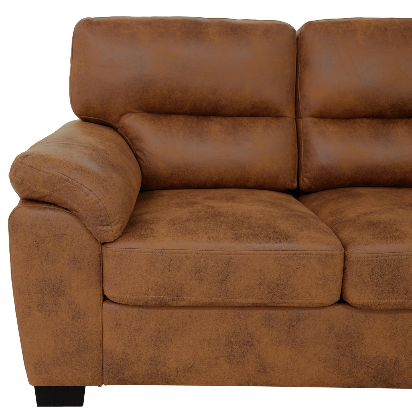 Eafurn Mid-Century Modern 3-Seater Loveseat Sofa Couch with Sturdy Wood Frame & Cushioned Armrests, 81" Compact Faux Leather Settee Furniture for Living Room, Apartment, Office