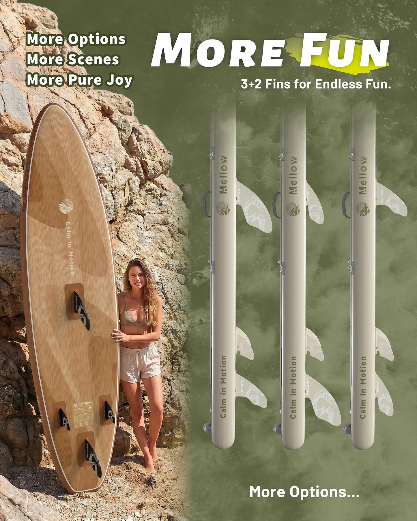 iTAOSTAR M01C 11’×33" Stand Up Paddle Board - Premium SUP Board Kit with 5 Fins - Inflatable Paddleboard for Adults & Youth - All Skill Levels - for Lakes, Oceans & Fishing