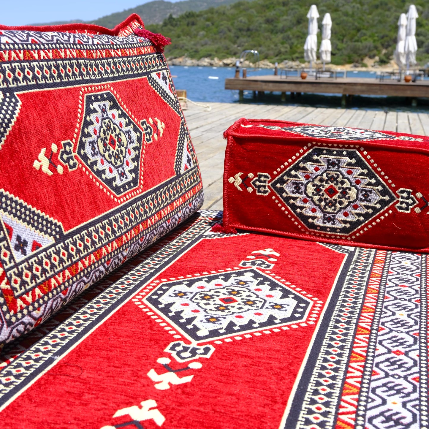 mysticalanatolia Majlis Floor Sofa Loveseat – 75x27x4 in Convertible Guest Mattress Traditional Arabic Seating Bohemian Style Living Room Furniture Futon Sets