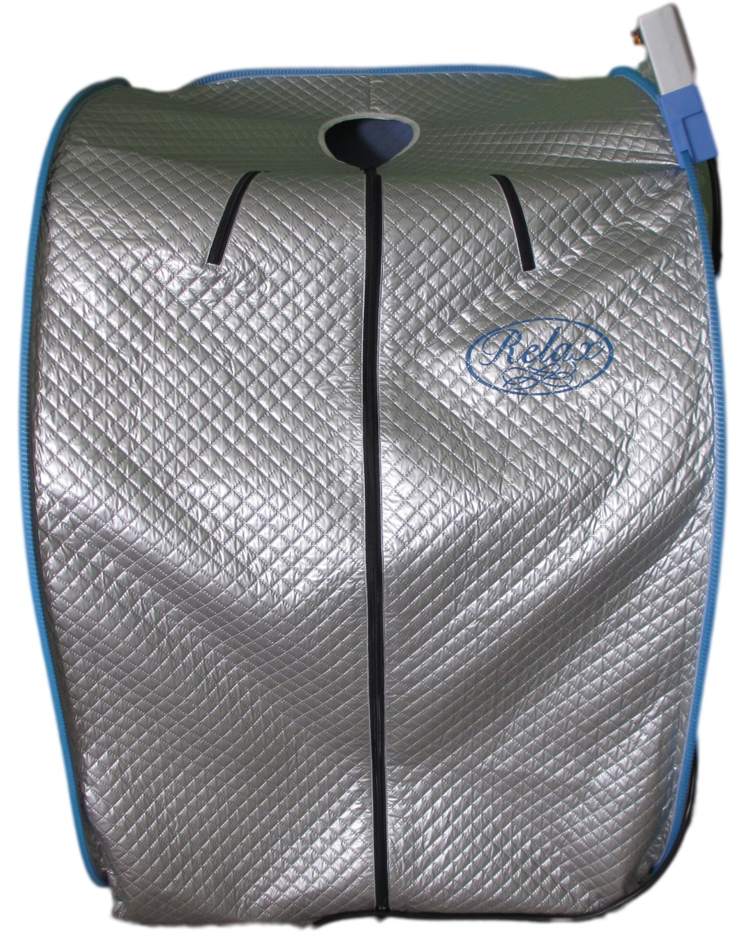 Relax Sauna Portable Far Infrared Sauna in Silver, Patented FIR Generator, 7–14 Micron Semiconductor Emitter, Low EMF, Folding Frame, Original Silver Reflective Exterior, Not Made in China.