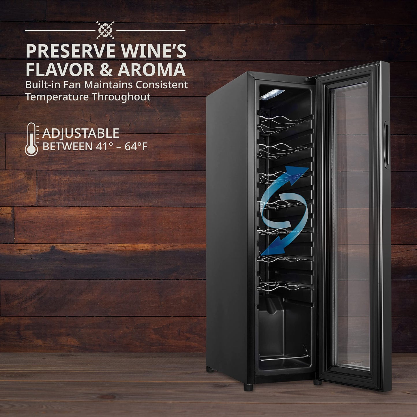 Ivation 16 Bottle Compressor Wine Cooler Refrigerator w/Lock | Large Freestanding Wine Cellar For Red, White, Champagne or Sparkling Wine | 41f-64f Digital Temperature Control Fridge Glass Door Black
