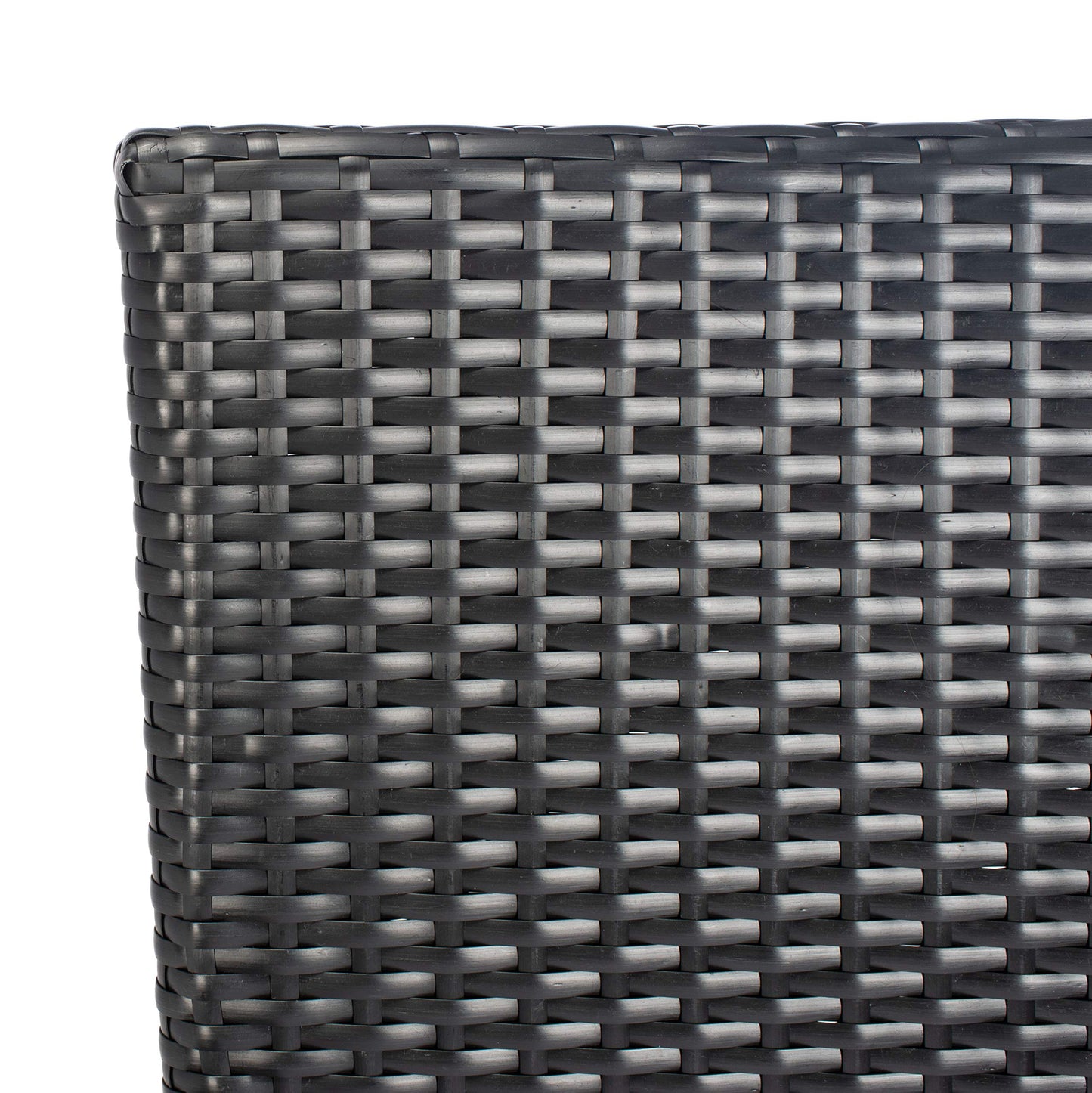 SAFAVIEH Outdoor - Hailee 9-Piece Dining Set - Black & White Faux Wicker & Steel Frame - Eight Chairs and Glass-Top Table - Ideal for Patio, Deck, Porch, Backyard (PAT7704A)