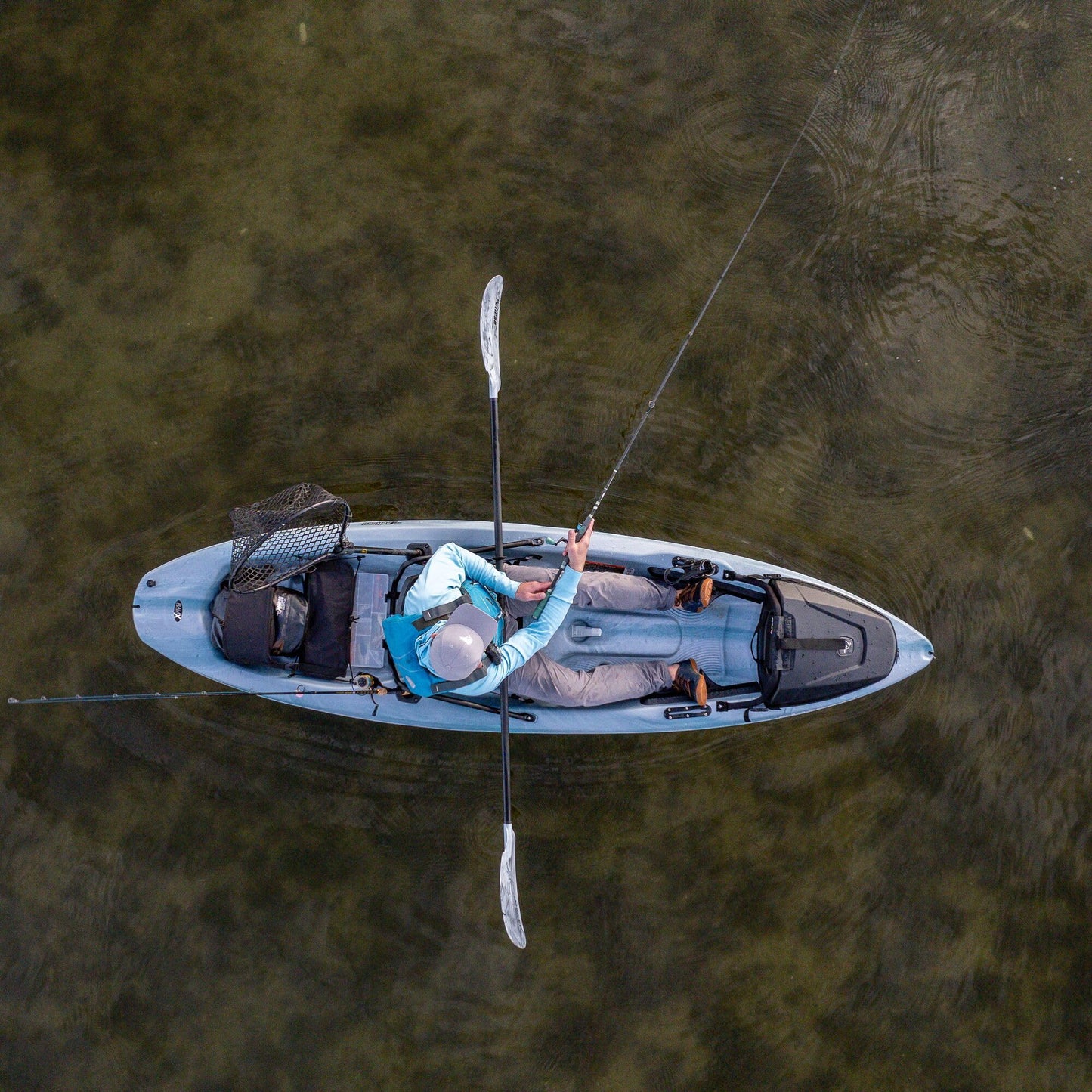 Pelican Seek 100XP - Sit on top Fishing Angler Kayak - Forest Mist - Twin-Arched Multi-Chine Hull - Lightweight - 10 ft