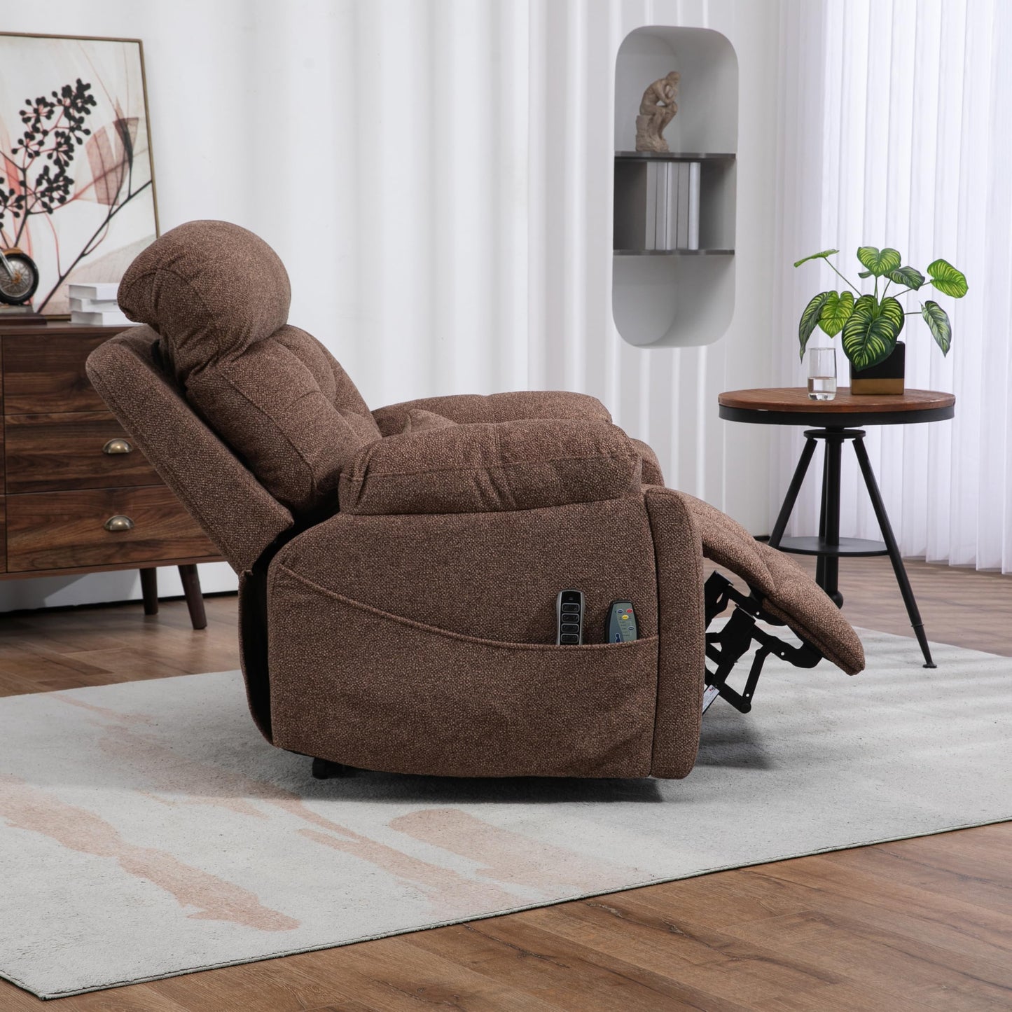 4 Motors Oversized Electric Lift Chair Power Recliner Sofa Chair for Adults with Massgae,Heat and Hidden Cup Holders, 180° Infinite Electric Reclining Armchair Comfy for Living Room, Bedroom,Office