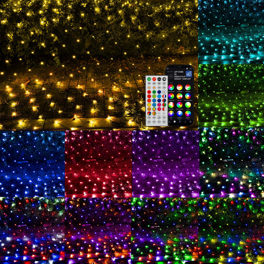 Dazzle Bright 360 LED Net Lights, RGB Color Changing, 12FT x 5FT, Clear Wire, Model HB-360WCOI, Indoor Outdoor Christmas Decoration