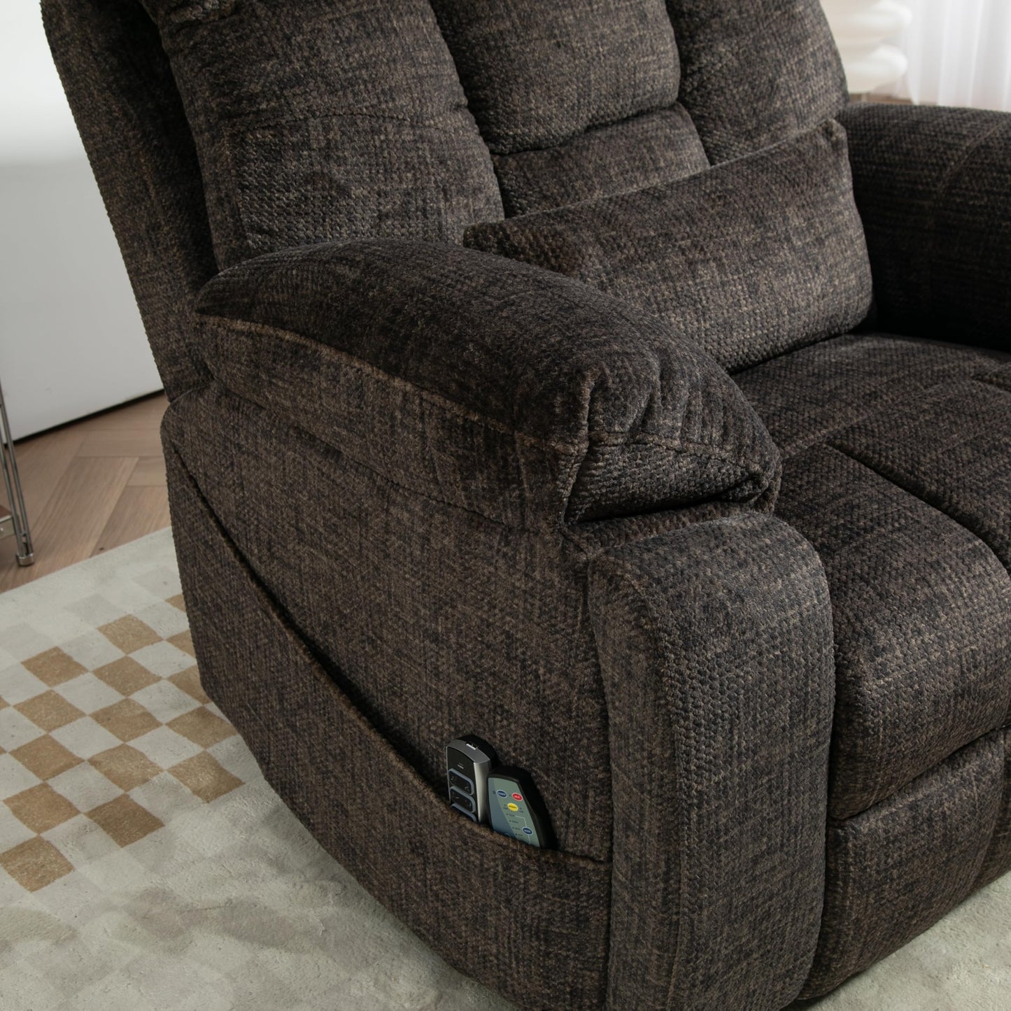 4 Motors Oversized Electric Lift Chair Power Recliner Sofa Chair for Adults with Massgae,Heat and Hidden Cup Holders, 180° Infinite Electric Reclining Armchair Comfy for Living Room, Bedroom,Office