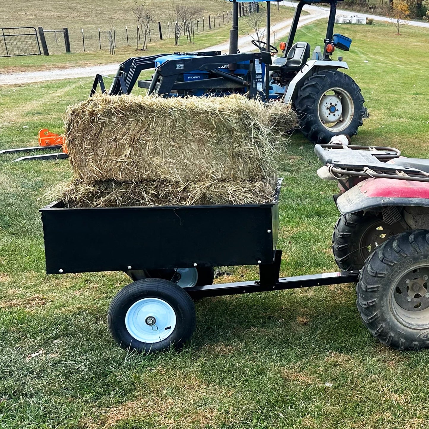 YITAMOTOR ATV Dump Trailer 350LBS, 8 Cu.Ft Tow Behind Utility Dump Trailer, Black Steel Utility Dump Cart for Garden & Yard Work, ATV/UTV Trailer Tow Behind Lawn for Riding Lawn Mower Tractor