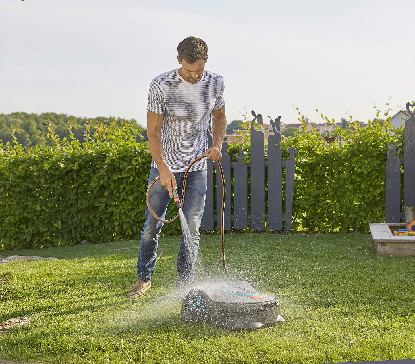 GARDENA 15102-20 SILENO Life - Automatic Robotic Lawn Mower, with Bluetooth app and Boundary Wire, The quietest in its Class, for lawns up to 10800 Sq Ft, Made in Europe, Grey