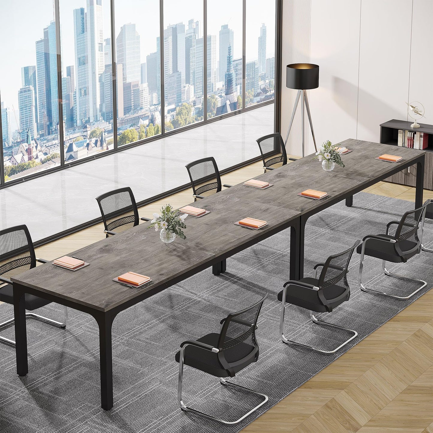 Tribesigns 6.5FT Conference Table, 78.7-Inch Rectangle Meeting Seminar Table, Large Business Tables for 6-8 People (Only Table) (Gray+Black)