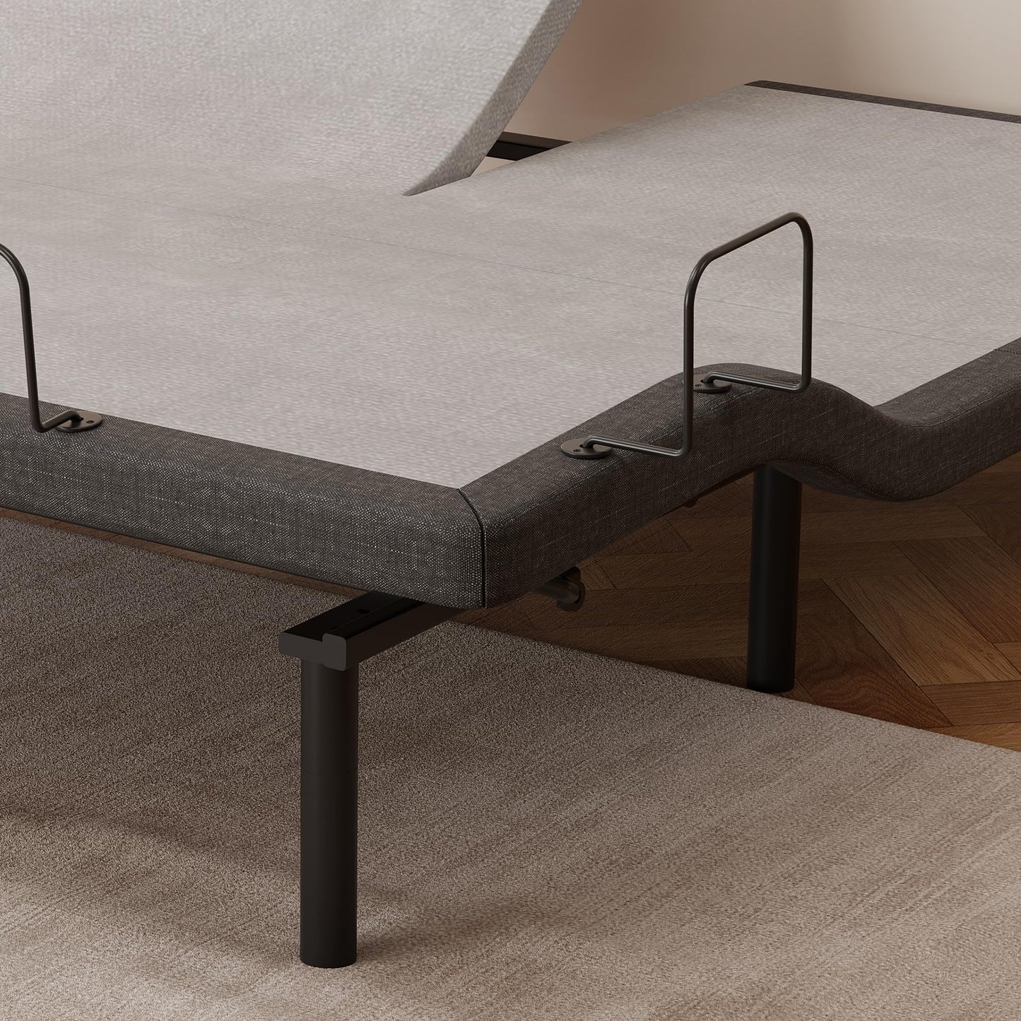 ESHINE Adjustable Bed Frame Smart Bed Split Top King - Electric Upholstered Bed Base with Massage, Wireless Remote, Ergonomic Foot&Head Incline, Zero Gravity, Dual USB Ports, Under Bed Light, Grey