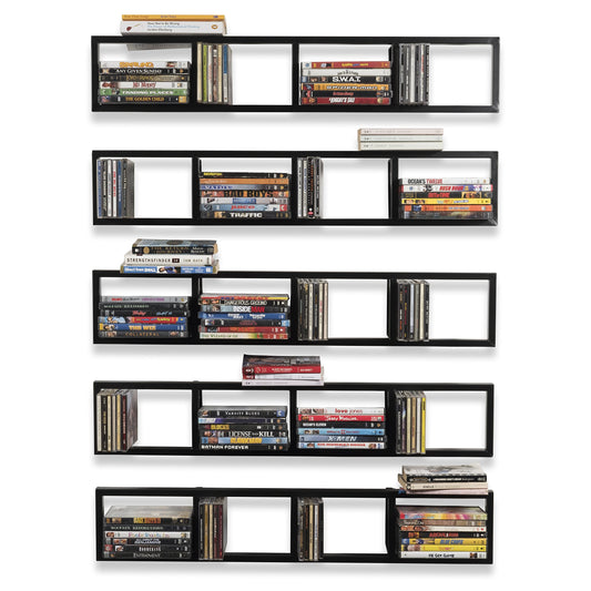 You Have Space Black Floating Shelves for Wall, 34 Inch Video Games CD DVD Storage Shelves, Cube Storage Organizer Shelf Set of 5